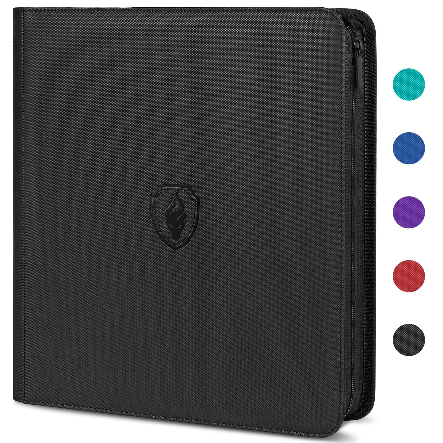 Fabmaker Premium Zip Card Binder – 912-Card Capacity, 12-Pocket PU Zipper Album, Side-Loading Binder, Black