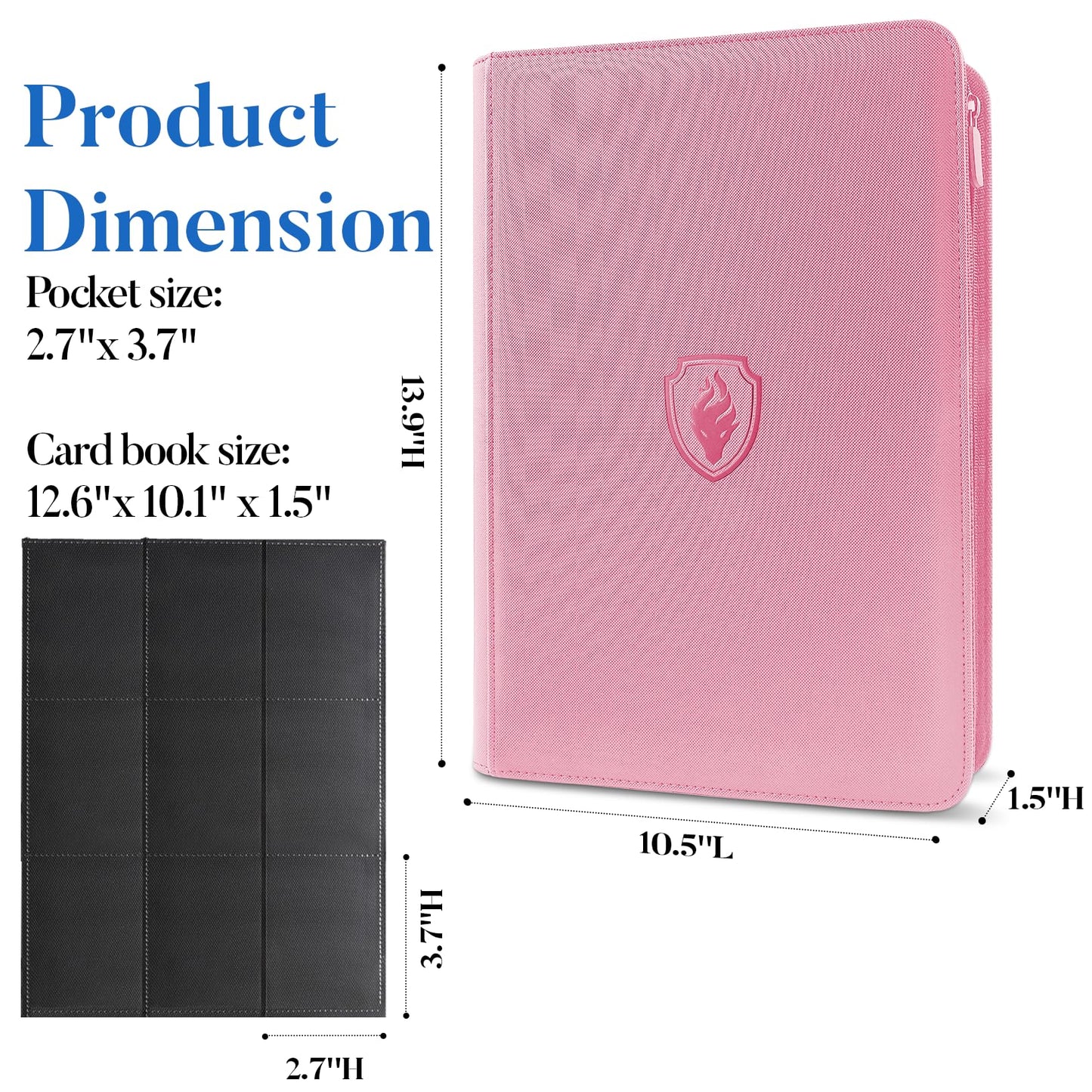 Fabmaker Premium Zip Card Binder – 9-Pocket, Pink, 360-Card Capacity
