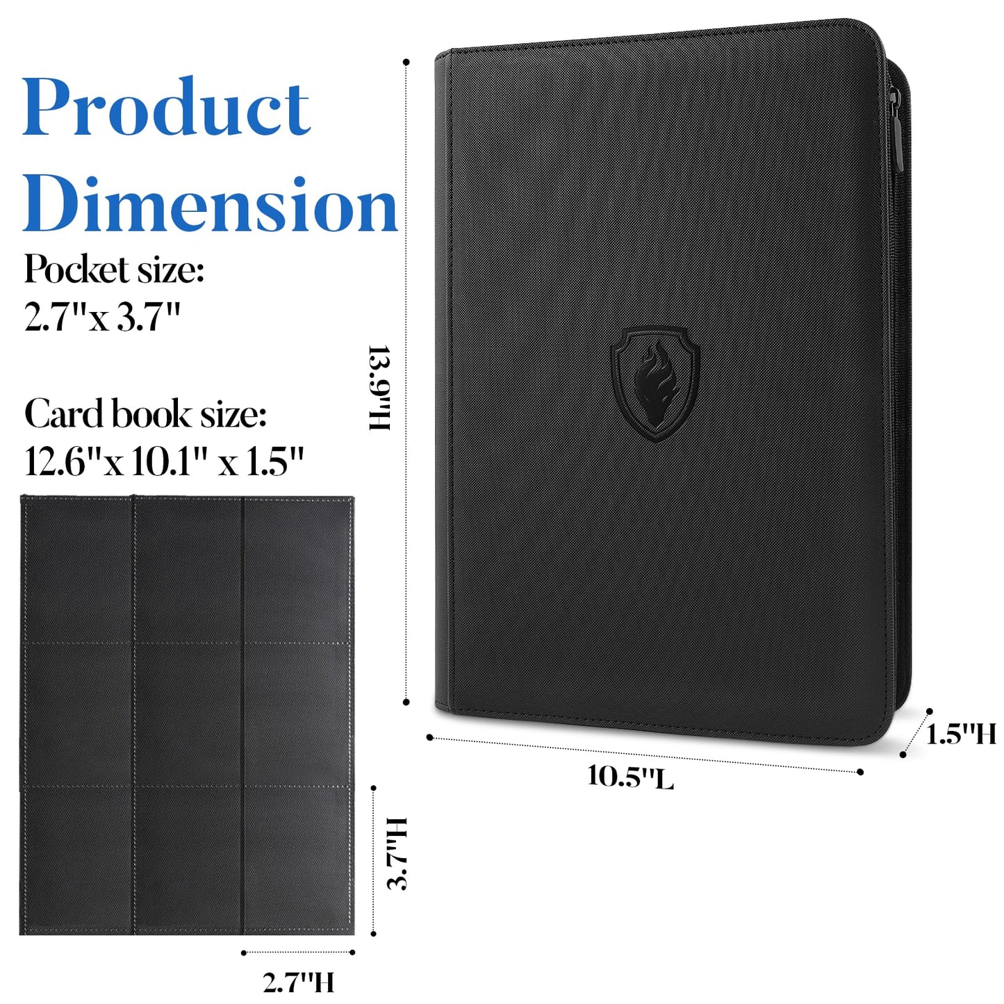 Fabmaker Premium Zip Card Binder - 9-Pocket Trading Card Organizer, PU Cover, 360-Card Capacity
