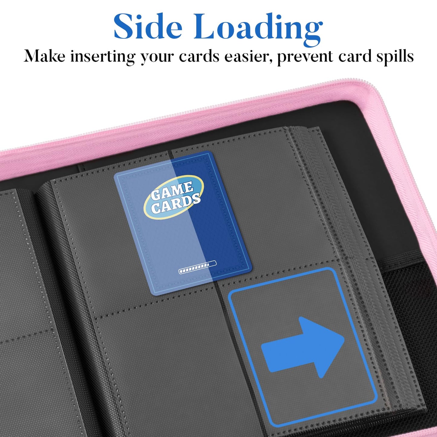 Fabmaker Premium 4-Pocket Zip Card Binder – 320-Card Capacity (Pink)