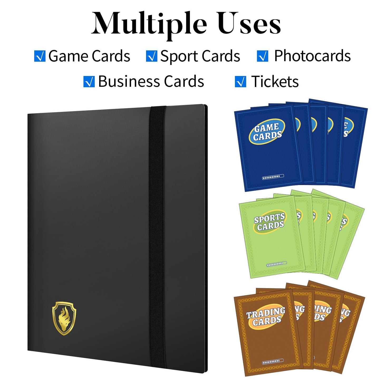 Fabmaker Card Binder 9 Pocket — 396 Card Trading Card Album, Side Loading, Archival Safe, Blue