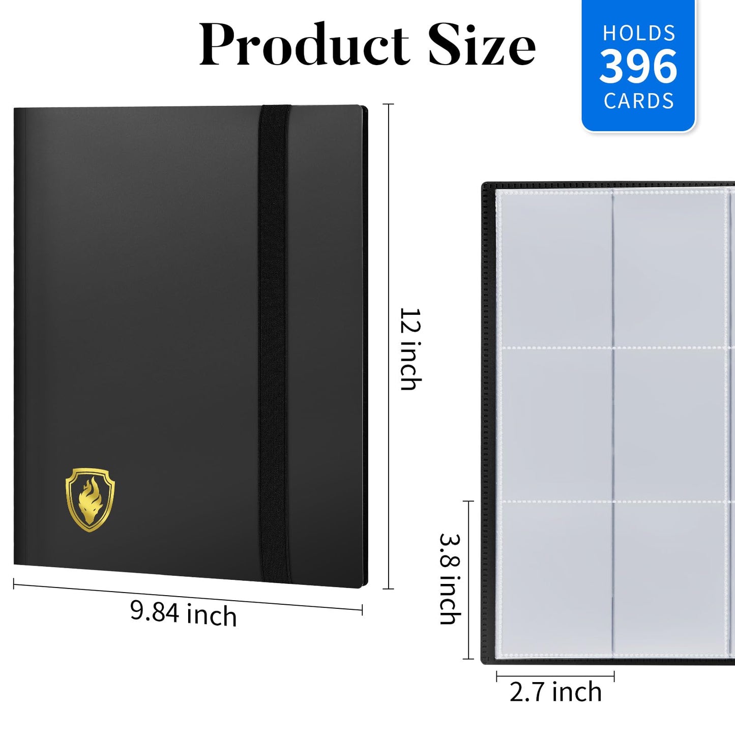 Fabmaker Card Binder 9 Pocket — 396 Card Trading Card Album, Side Loading, Archival Safe, Blue