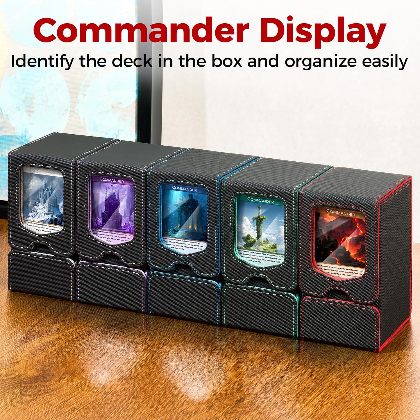 Fabmaker Deck Box for MTG Commander | 210+ Card Capacity, Dice Tray, Leader View – Green