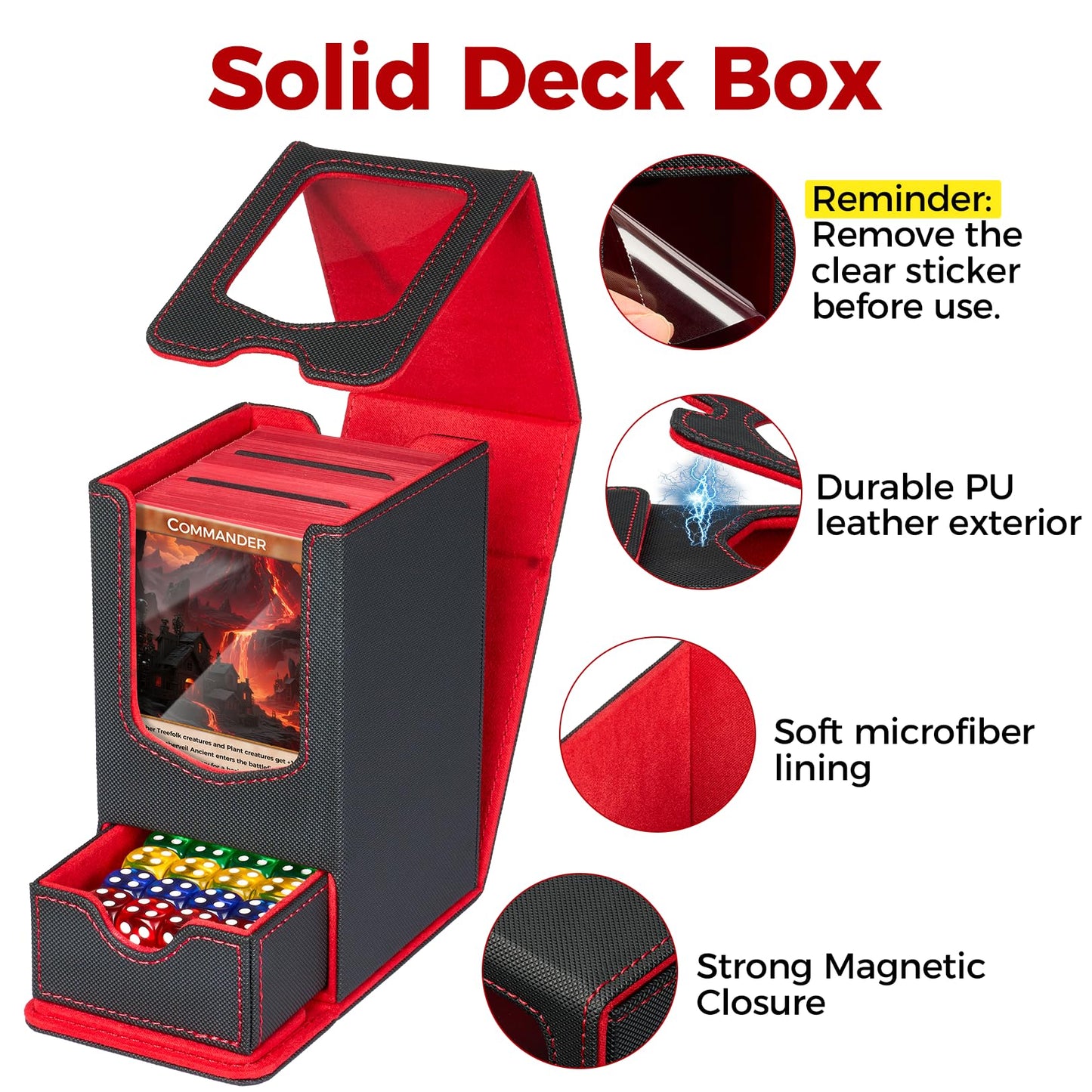 Fabmaker Deck Box for MTG Commander | 210+ Card Capacity, Dice Tray, Leader View – Green