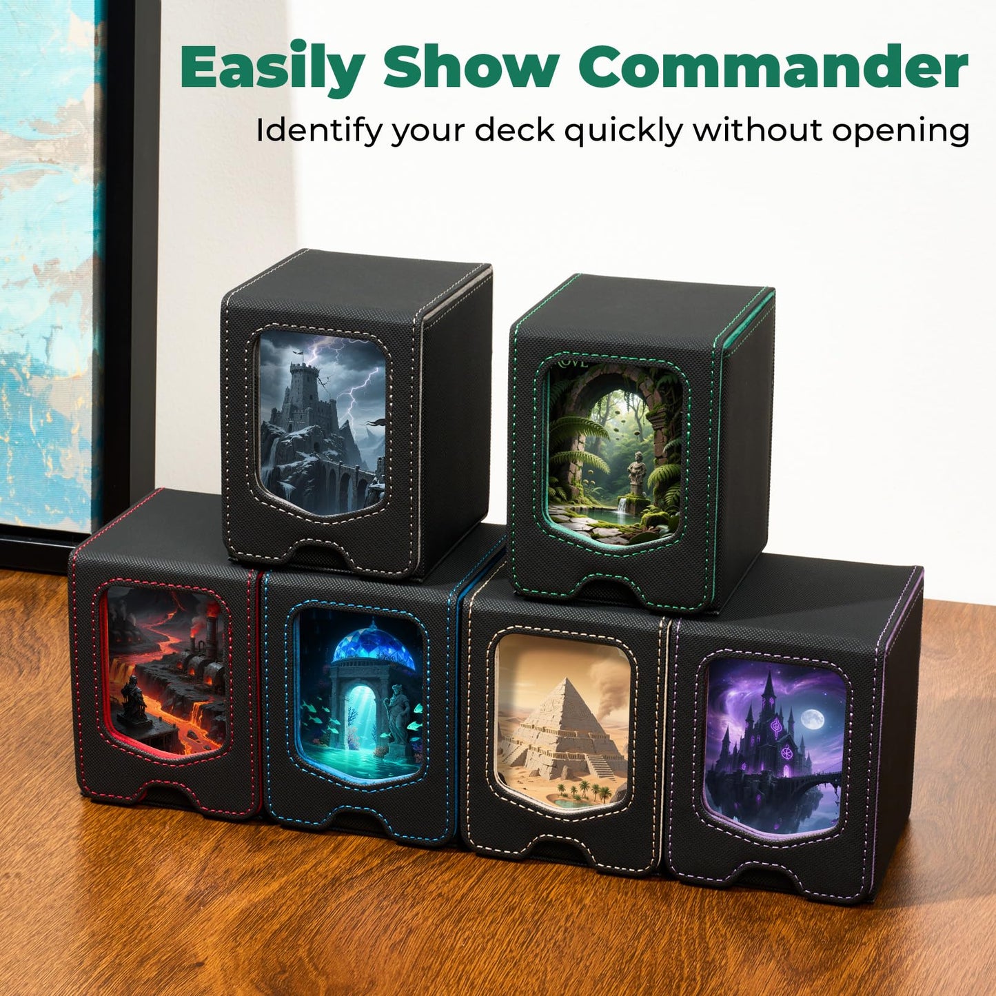 Fabmaker Deck Box for MTG Commander (Red) | Magnetic Card Storage (Patent Pending) – 210+ Cards