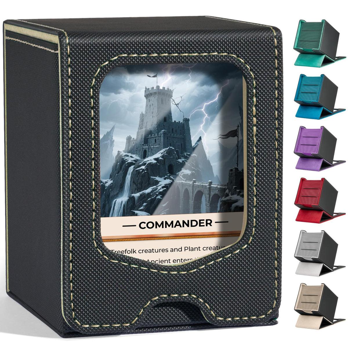 Fabmaker Deck Box for MTG Commander – Magnetic Card Storage (Patent Pending) – Beige, 100+ Double-Sleeved