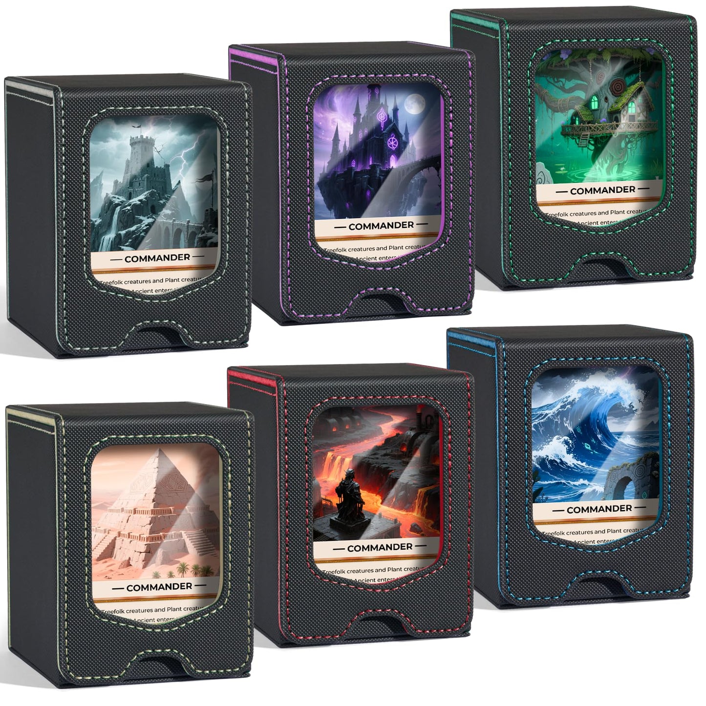 Fabmaker 6 Pack Deck Box: Magnetic MTG Commander Card Storage for 100+ Cards