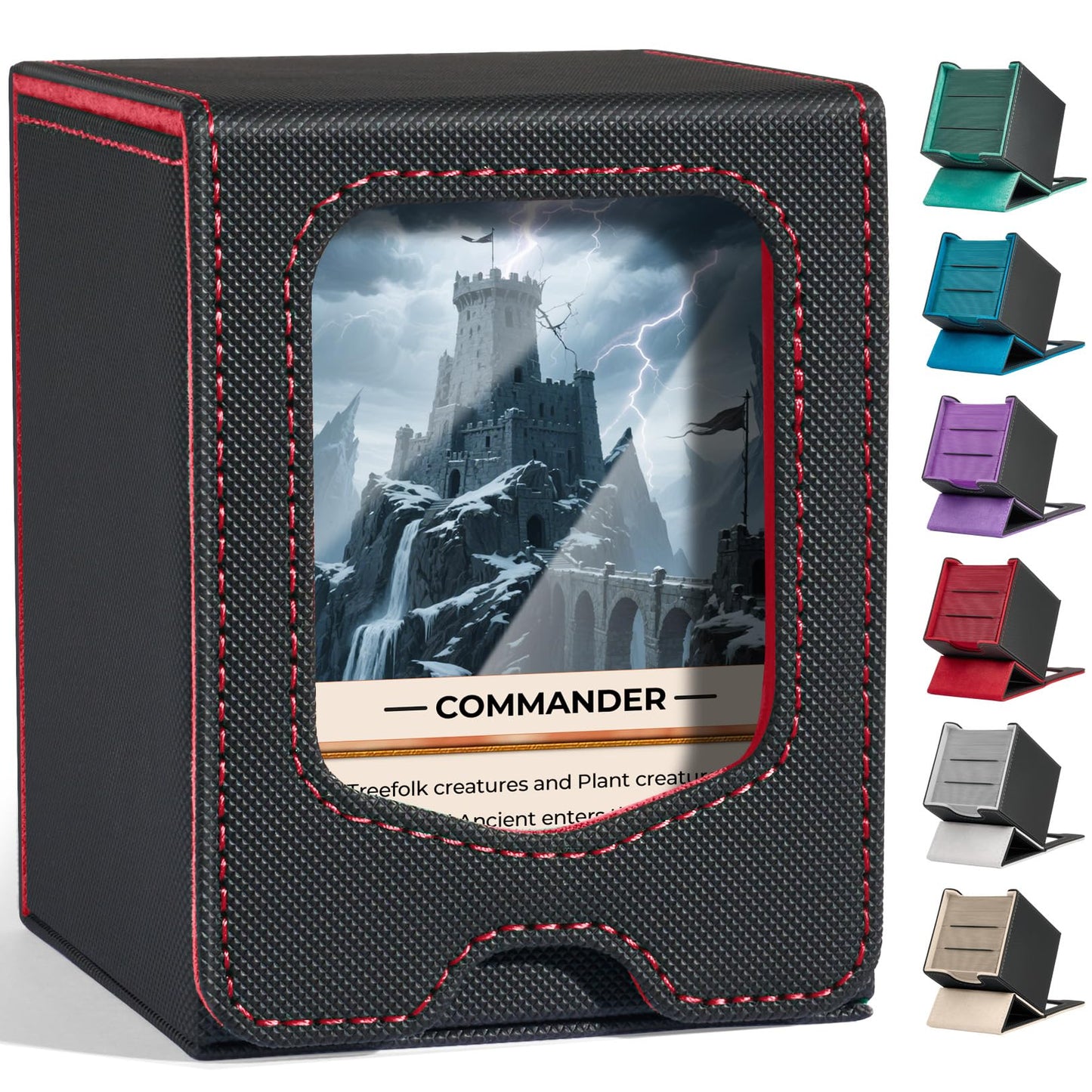 Fabmaker Deck Box for MTG Commander (Red) | Magnetic Card Storage (Patent Pending) – 210+ Cards