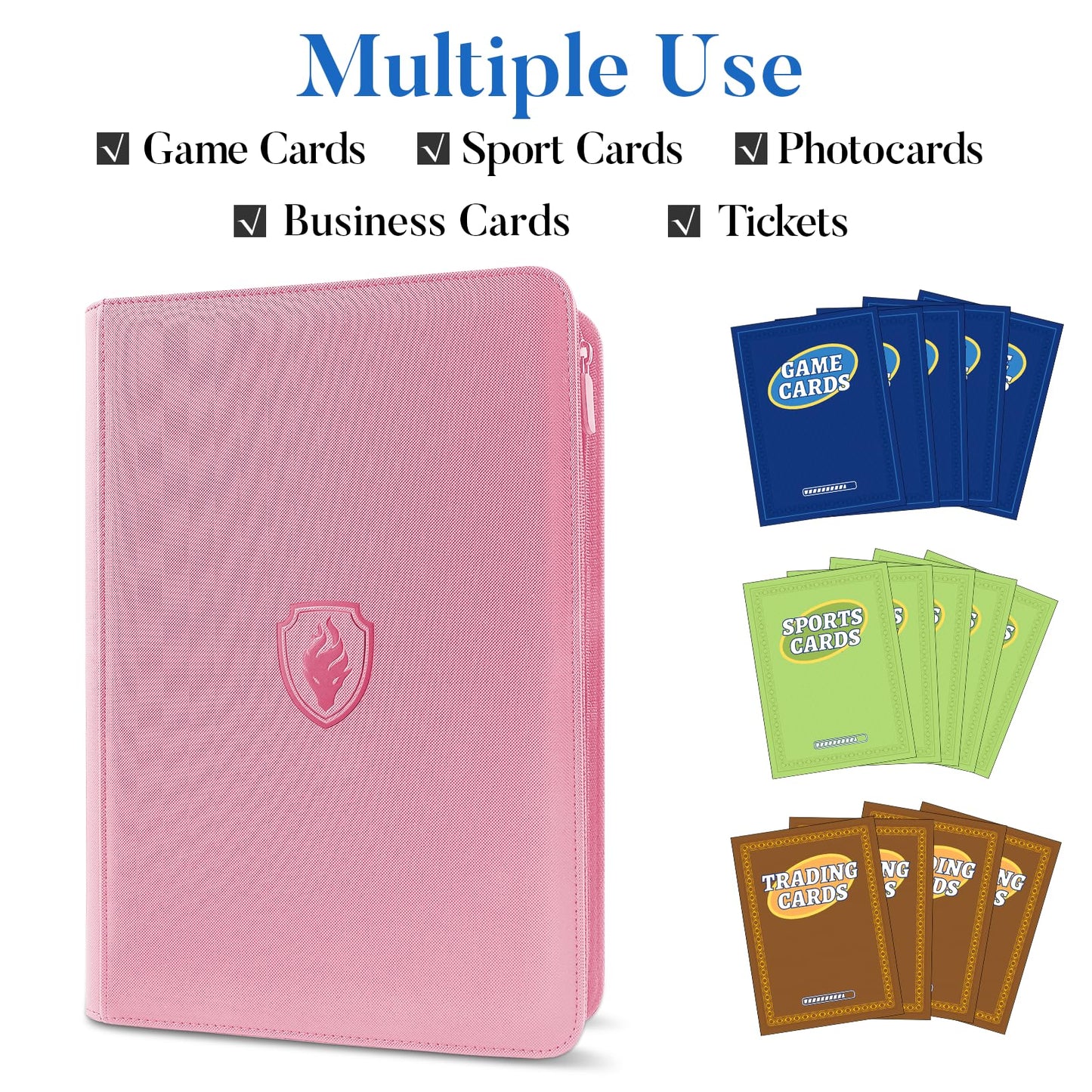 Fabmaker Premium Zip Card Binder – 9-Pocket, Pink, 360-Card Capacity