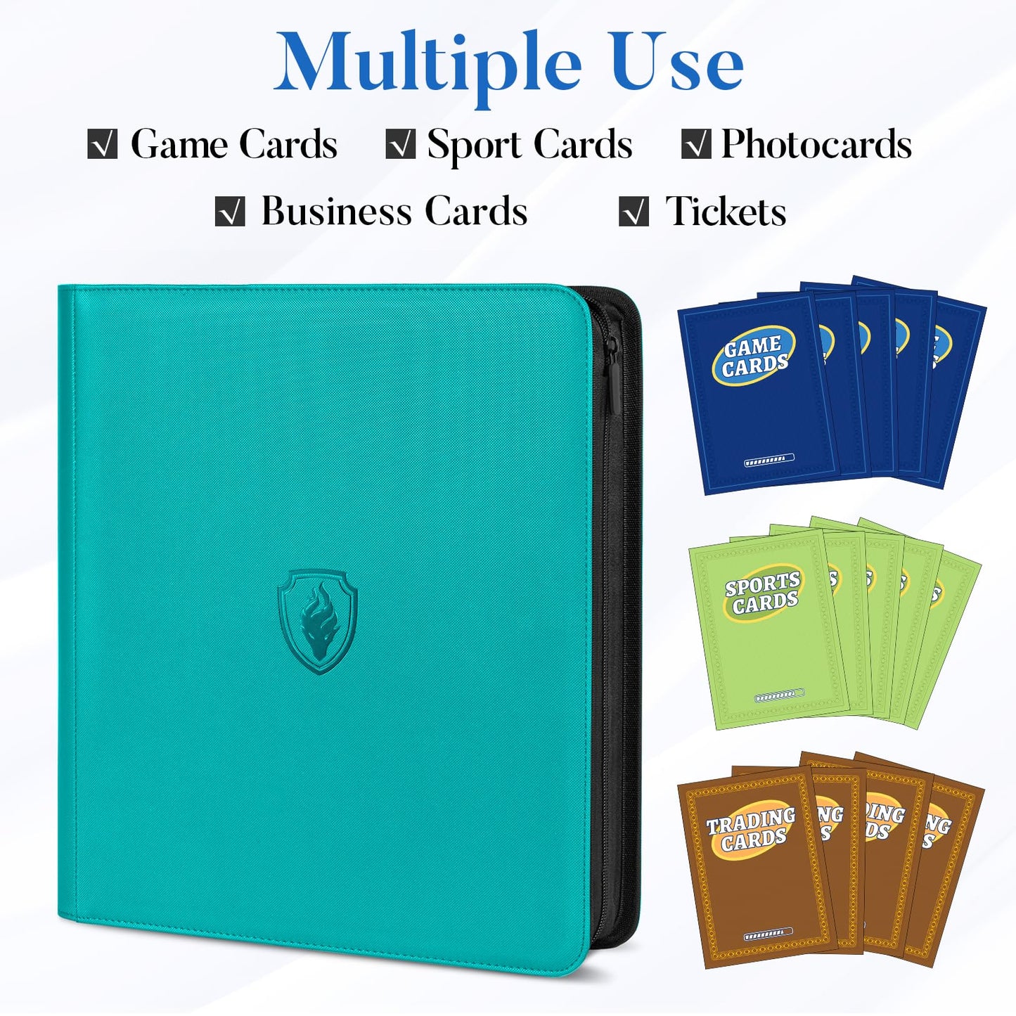 Fabmaker Premium Zip Card Binder 12 Pocket – 912 Card Capacity, Teal