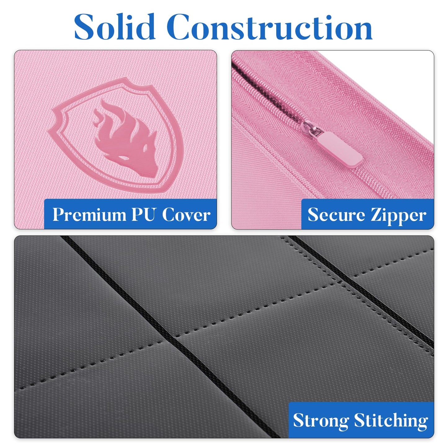 Fabmaker Premium Zip Card Binder – 9-Pocket, Pink, 360-Card Capacity