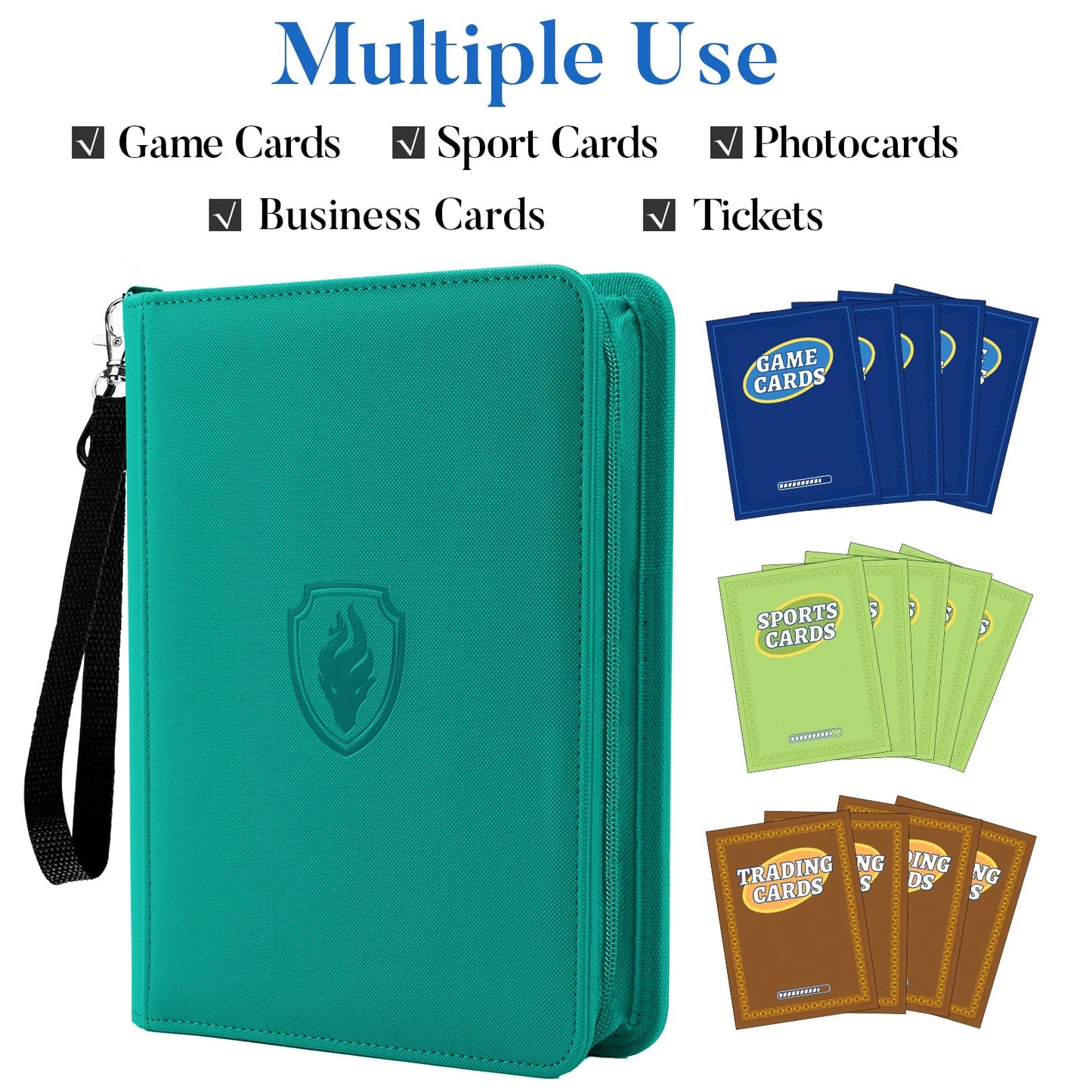 Fabmaker Premium 4-Pocket Zip Card Binder – 320 Cards | Turquoise
