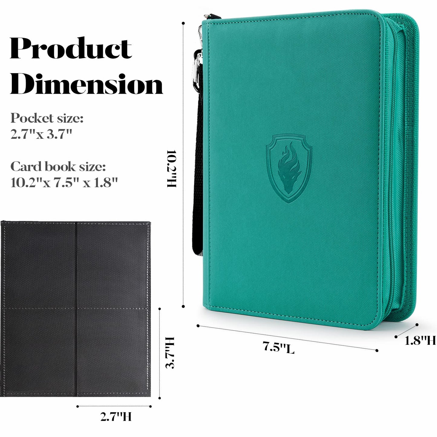 Fabmaker Premium 4-Pocket Zip Card Binder – 320 Cards | Turquoise