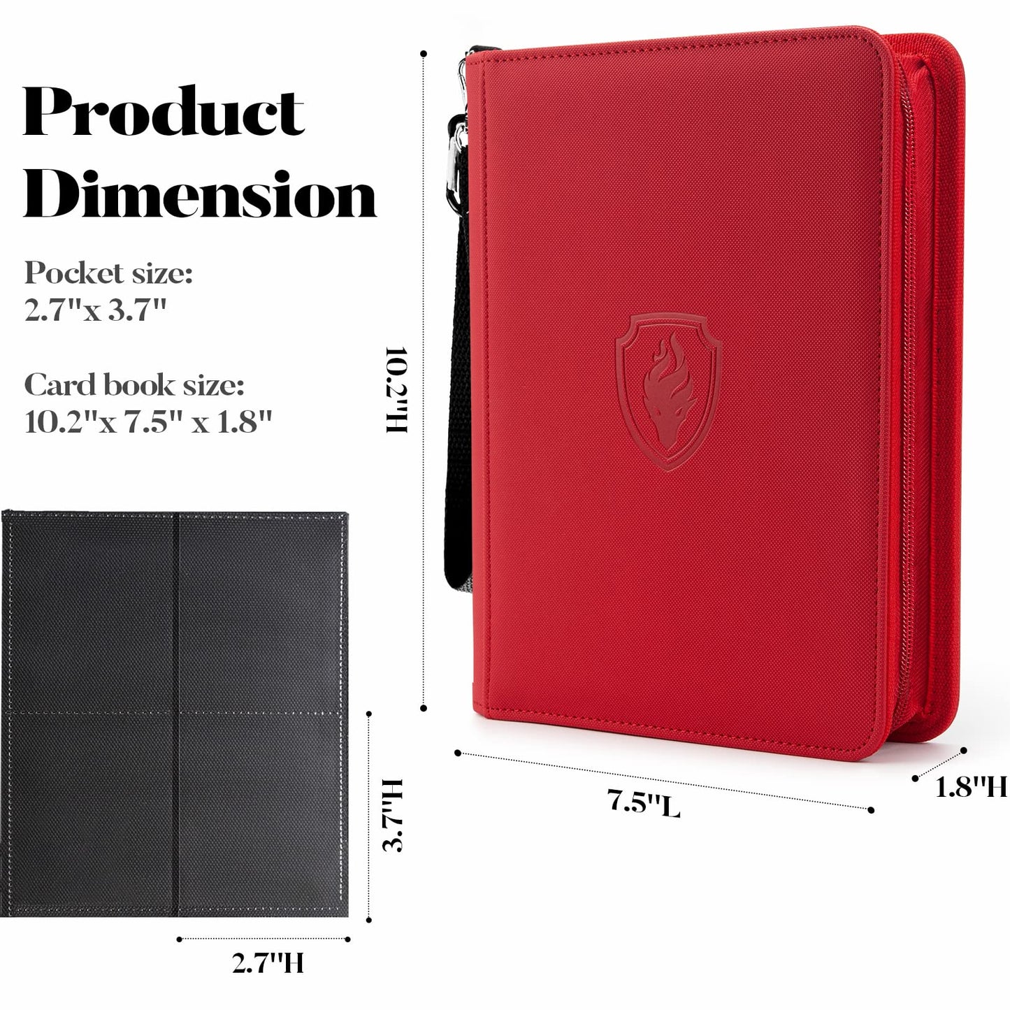 Fabmaker Premium 4-Pocket Zip Card Binder – 320 Cards, Red PU Album