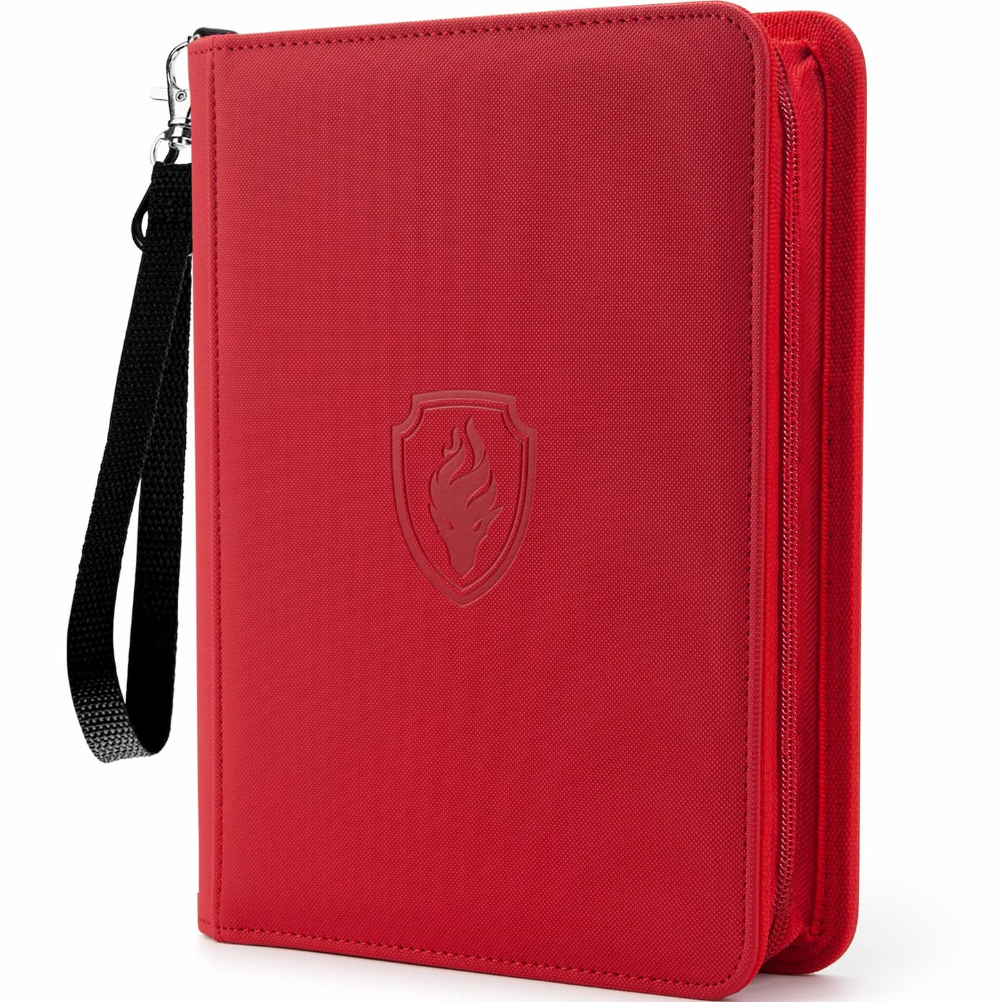 Fabmaker Premium 4-Pocket Zip Card Binder – 320 Cards, Red PU Album