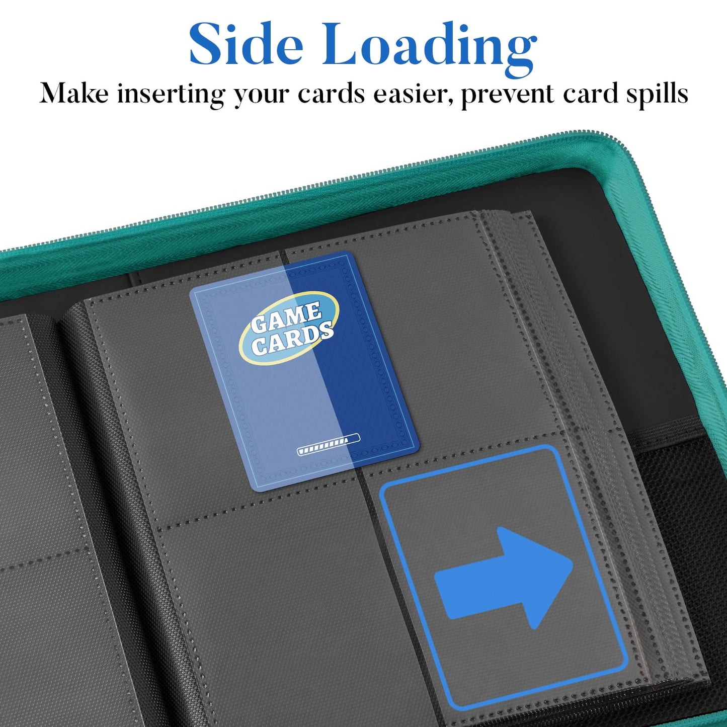 Fabmaker Premium 4-Pocket Zip Card Binder – 320 Cards | Turquoise