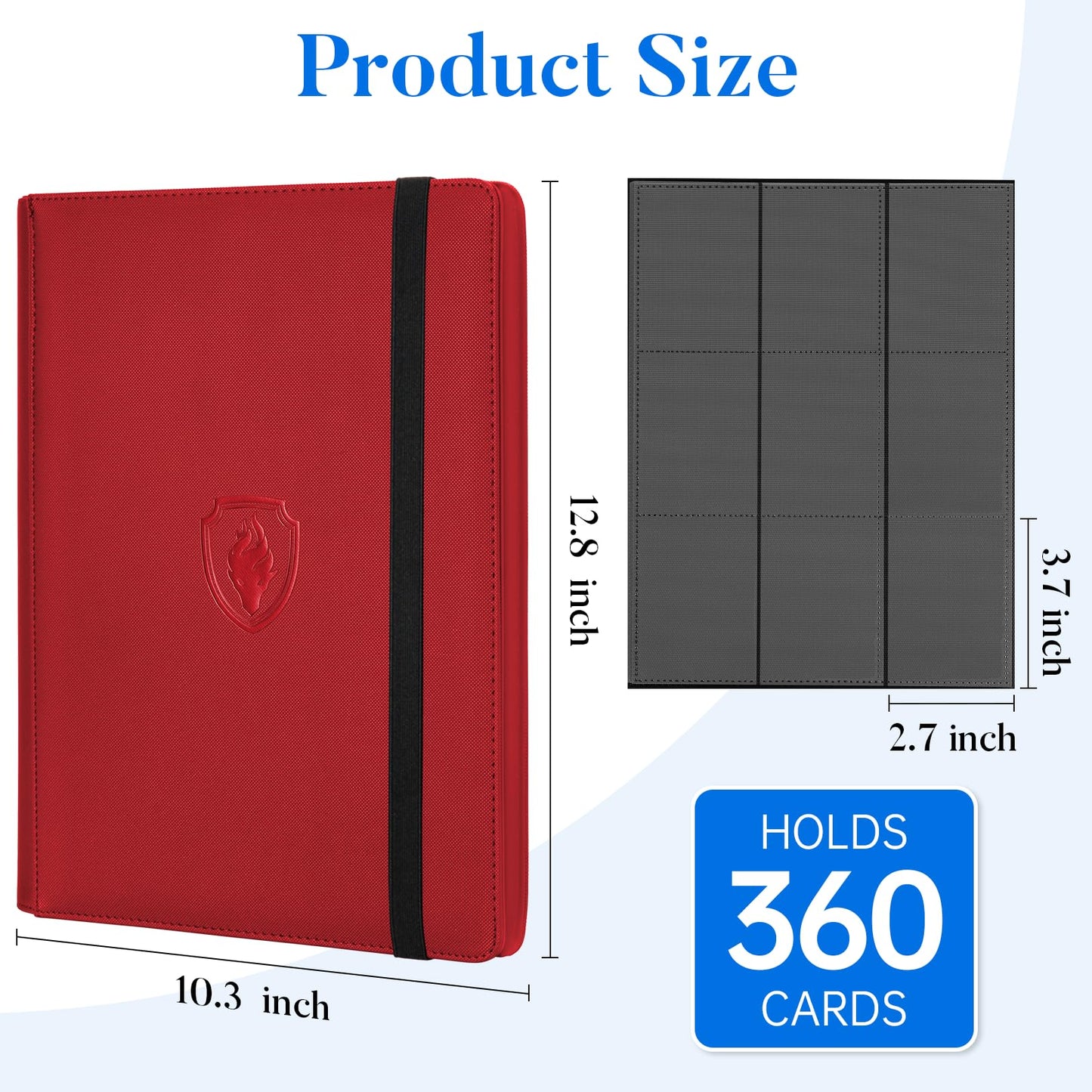 Fabmaker Premium 9-Pocket Card Binder for 360 Cards – Red