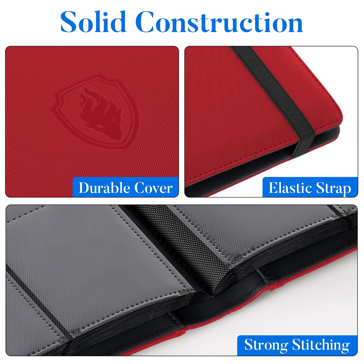 Fabmaker Premium 9-Pocket Card Binder for 360 Cards – Red
