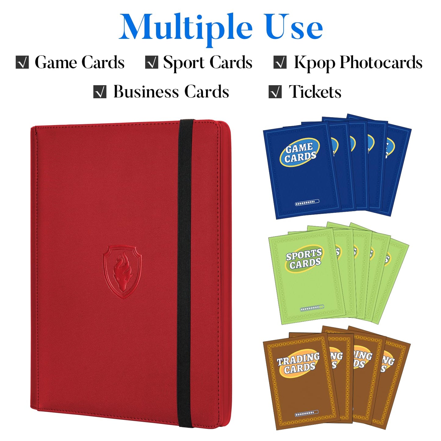 Fabmaker Premium 9-Pocket Card Binder for 360 Cards – Red