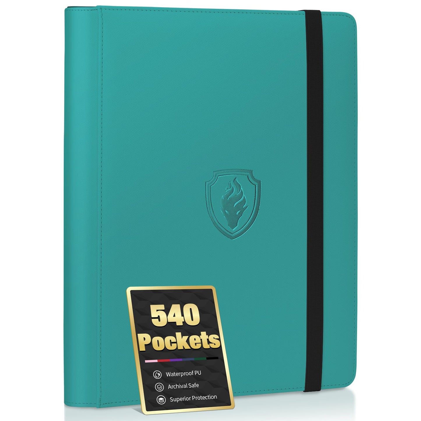 Fabmaker Premium 9-Pocket Card Binder for 540 Cards | Turquoise PU Cover