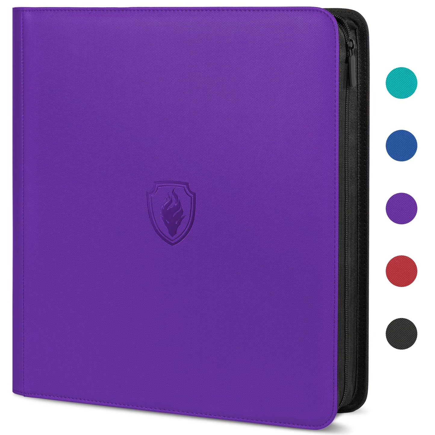 Fabmaker Premium Zip Card Binder 912 Cards - 12 Pocket PU Zipper Album, Purple