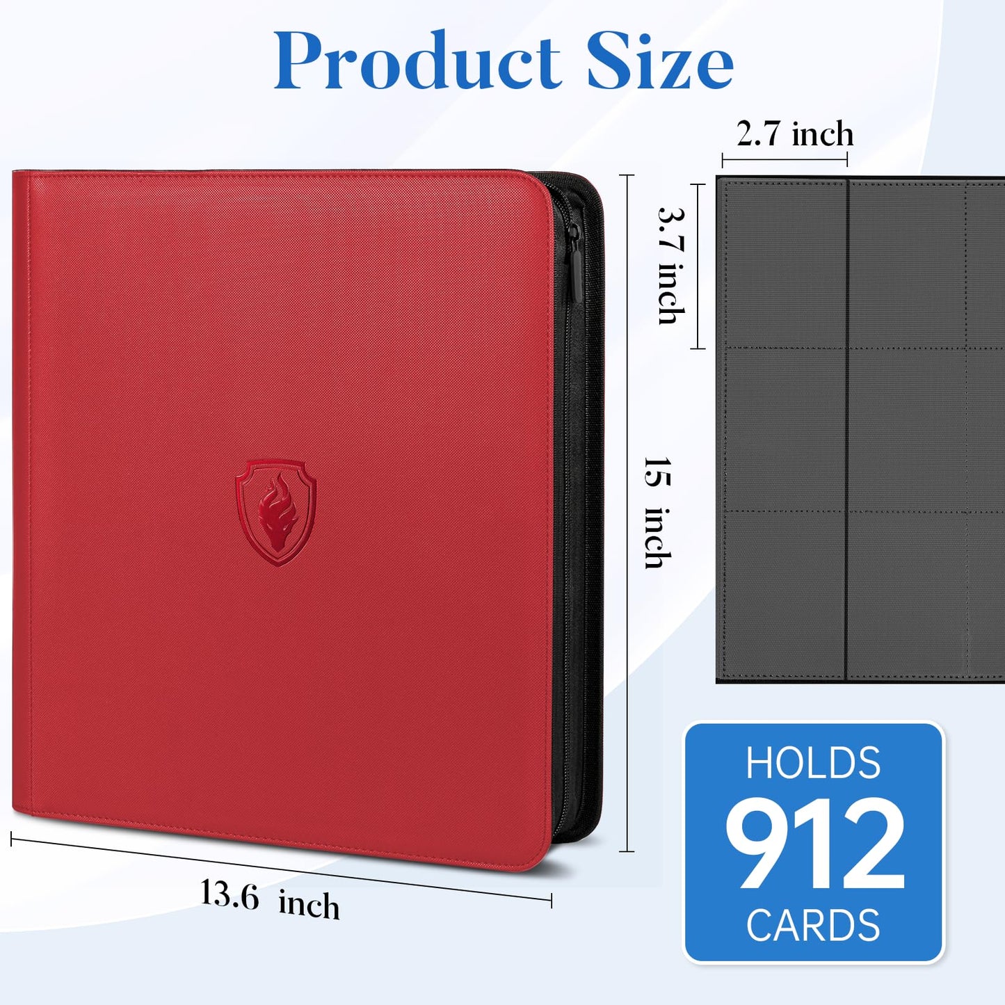 Fabmaker Premium Zip Card Binder 12-Pocket (912 Cards) – Red