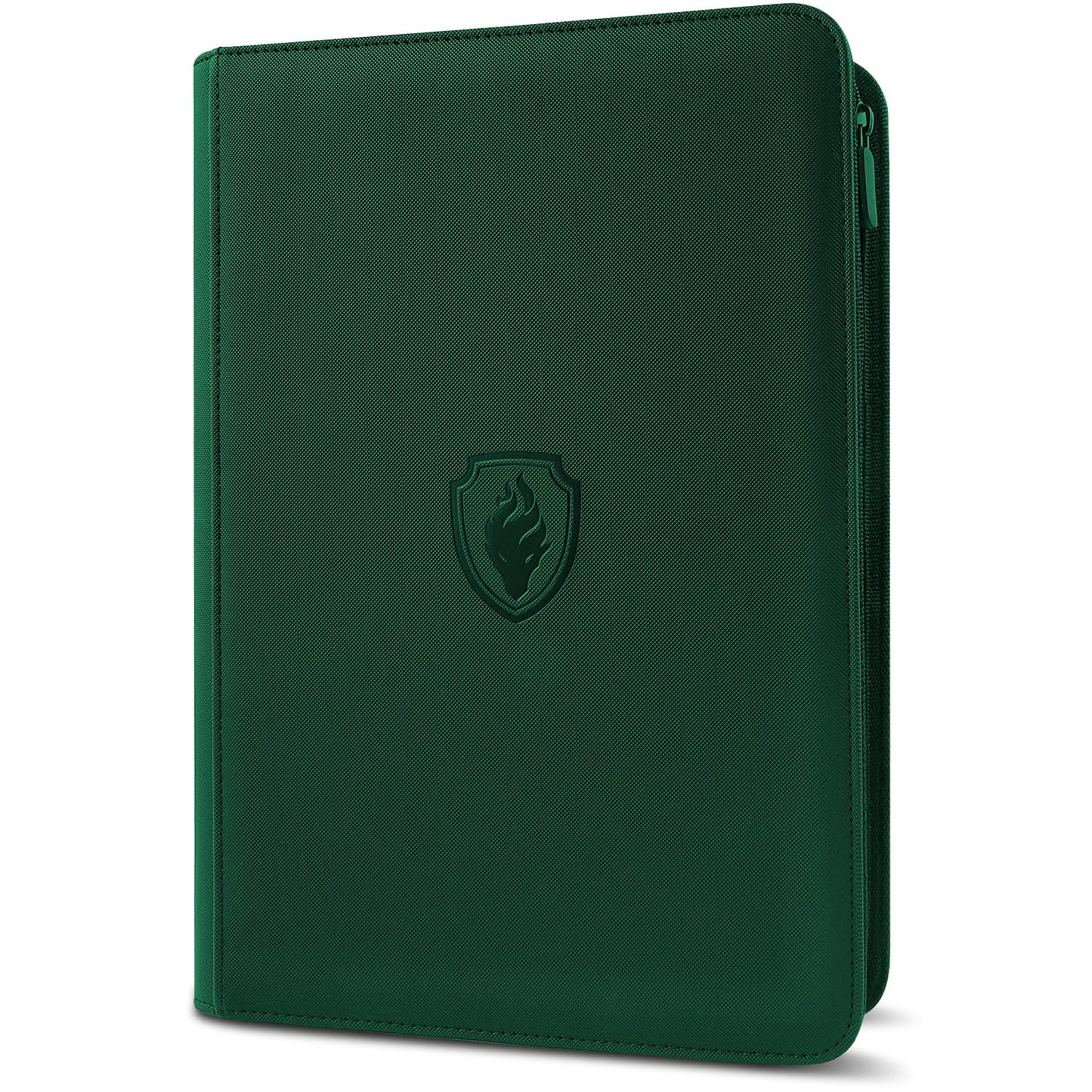 Fabmaker Premium Zip Card Binder – 9-Pocket PU Cover, Dark Green