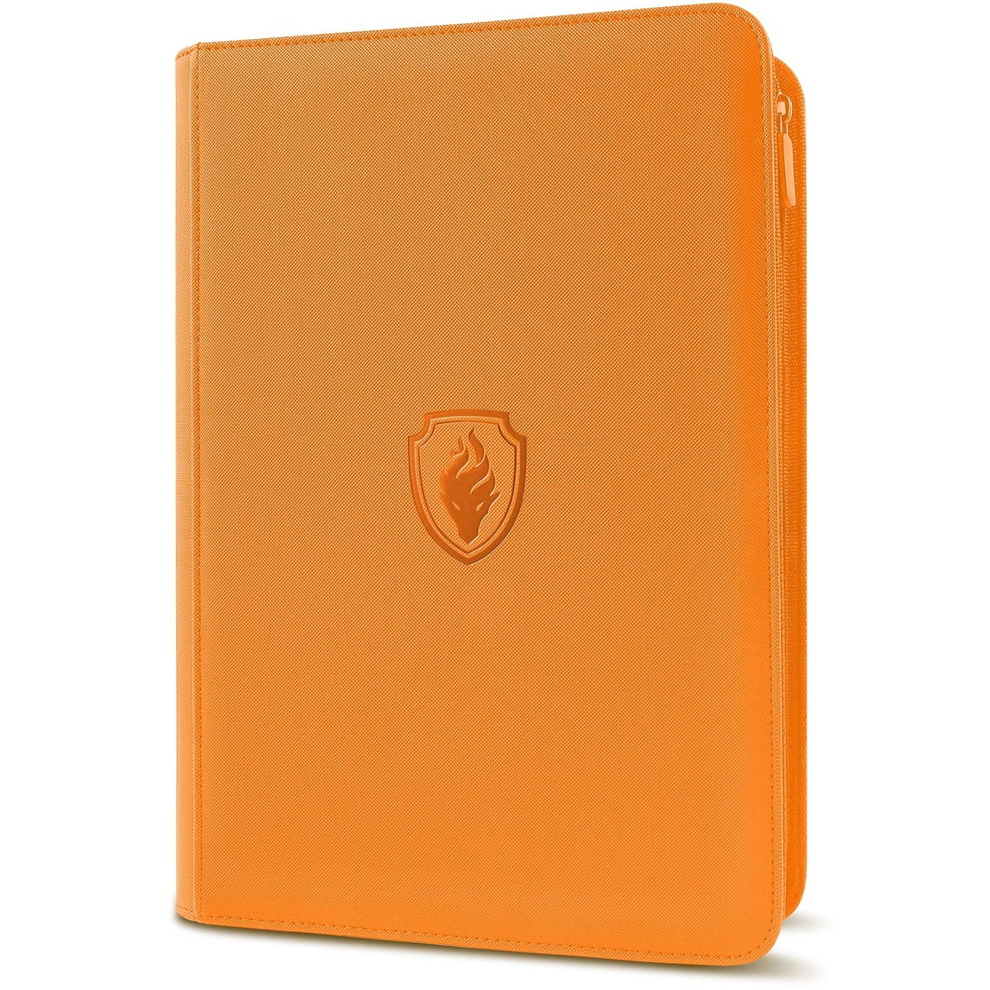 Fabmaker Premium Zip Card Binder – 9 Pocket Trading Card Album, Orange PU Cover