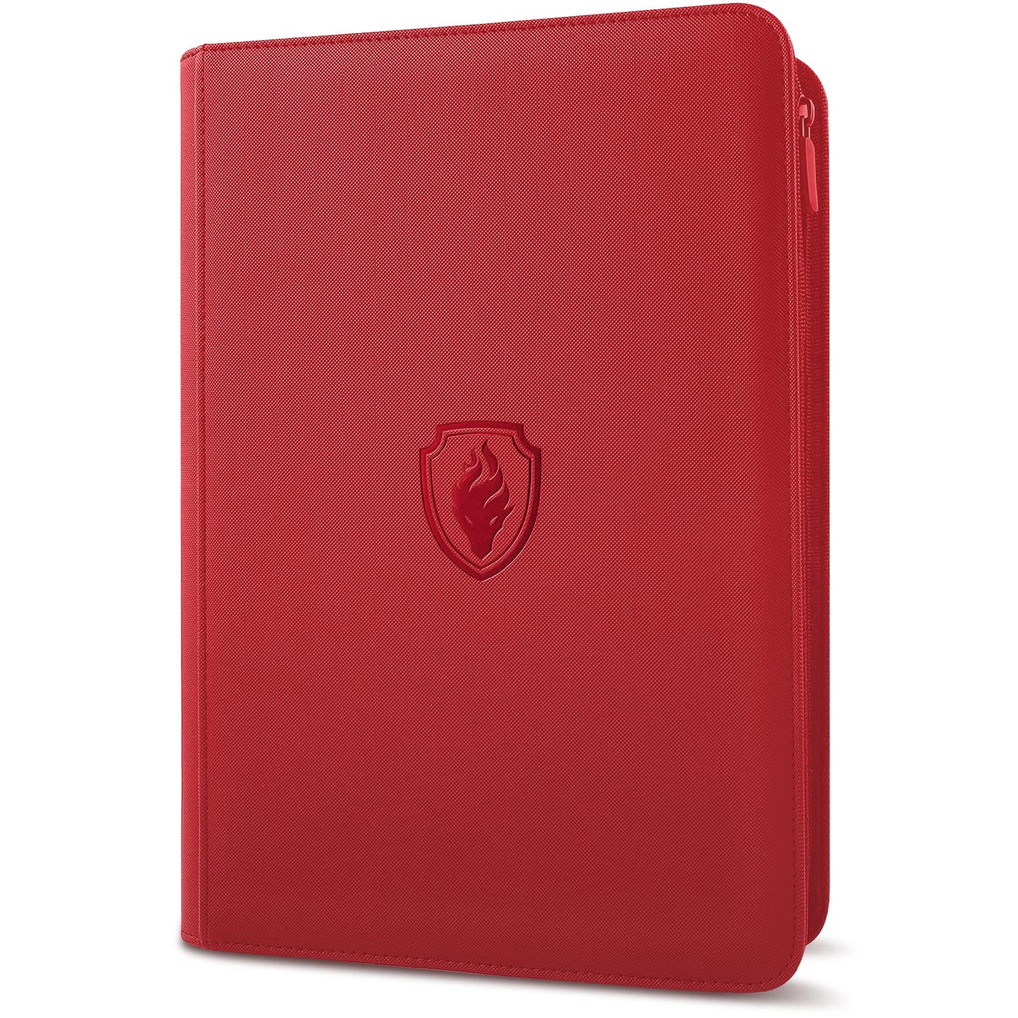 Fabmaker Premium Zip Card Binder — 9 Pocket PU Cover, Red, 360 Card Capacity