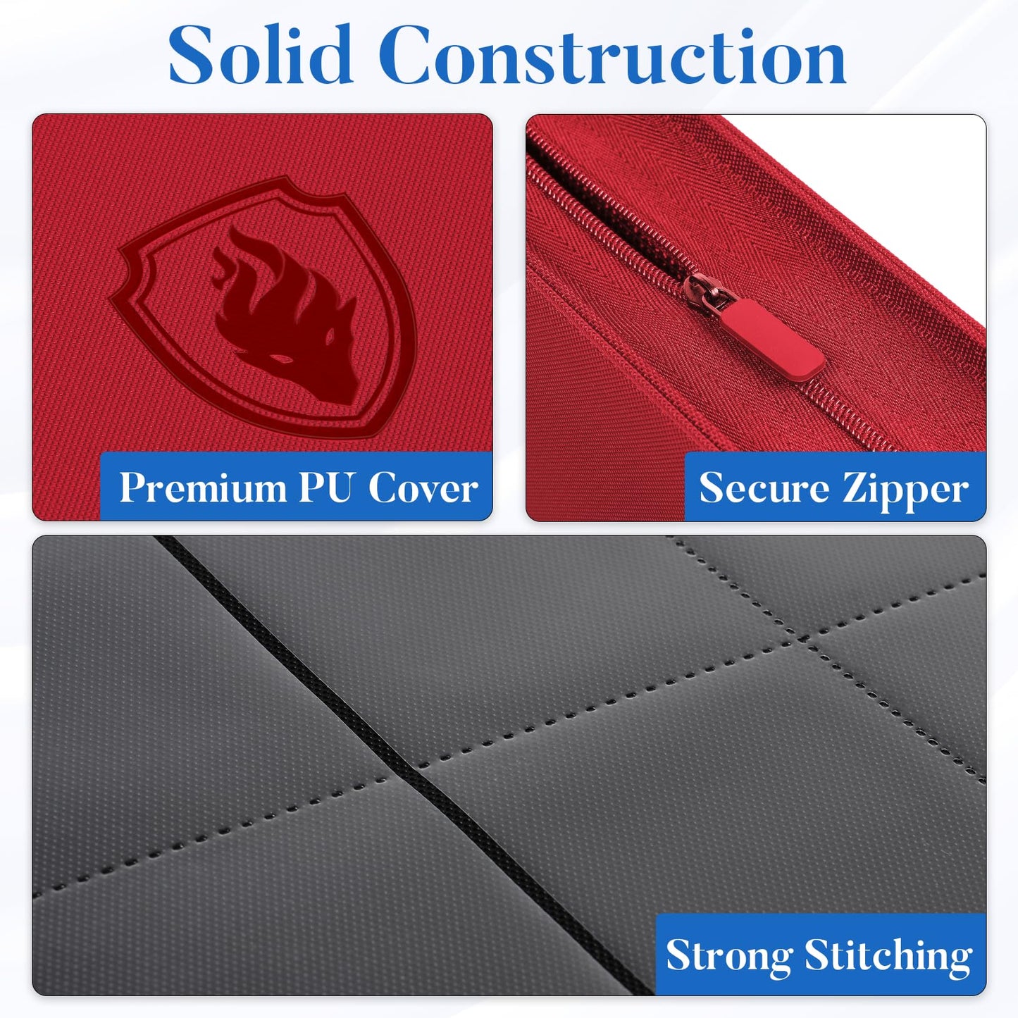 Fabmaker Premium Zip Card Binder 12-Pocket (912 Cards) – Red