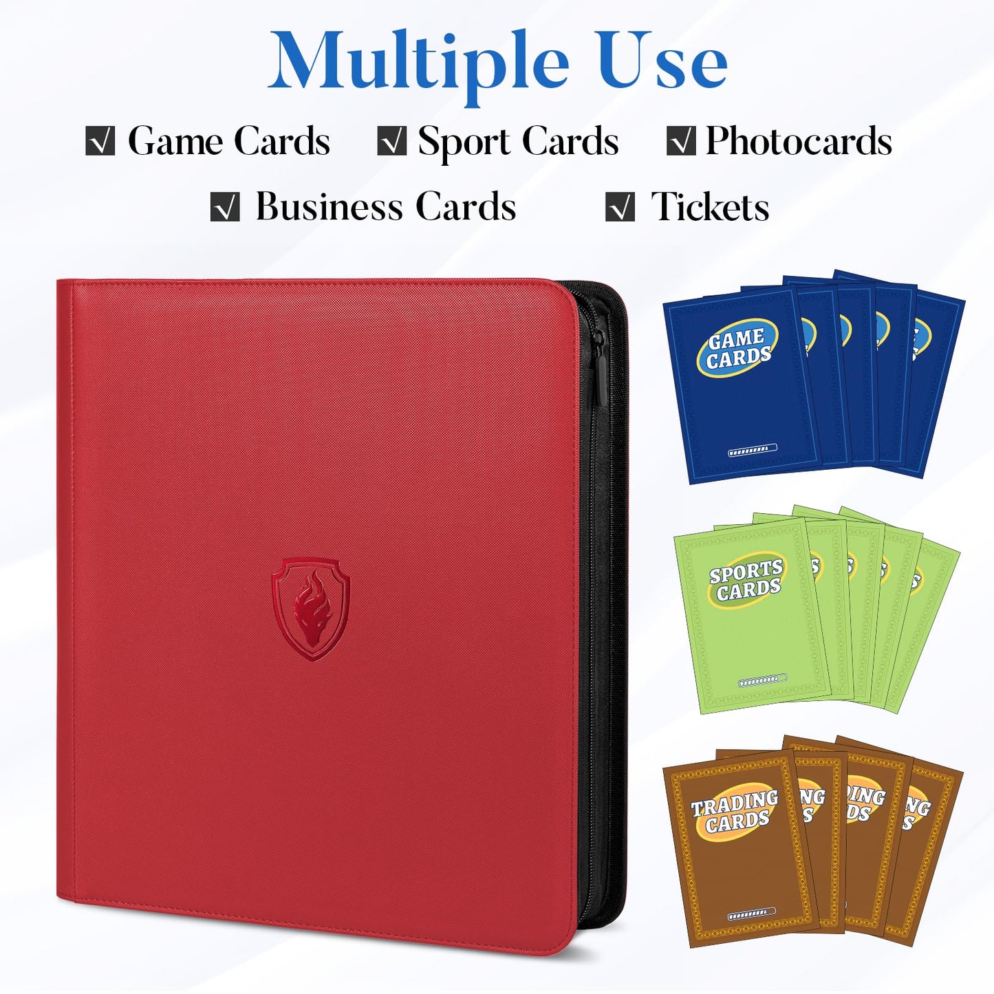 Fabmaker Premium Zip Card Binder 12-Pocket (912 Cards) – Red