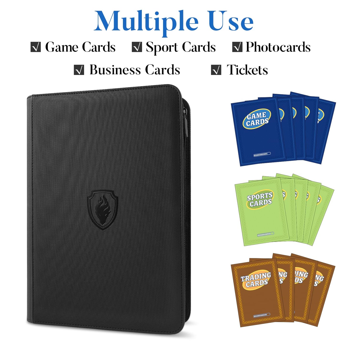 Fabmaker Premium Zip Card Binder - 9-Pocket Trading Card Organizer, PU Cover, 360-Card Capacity