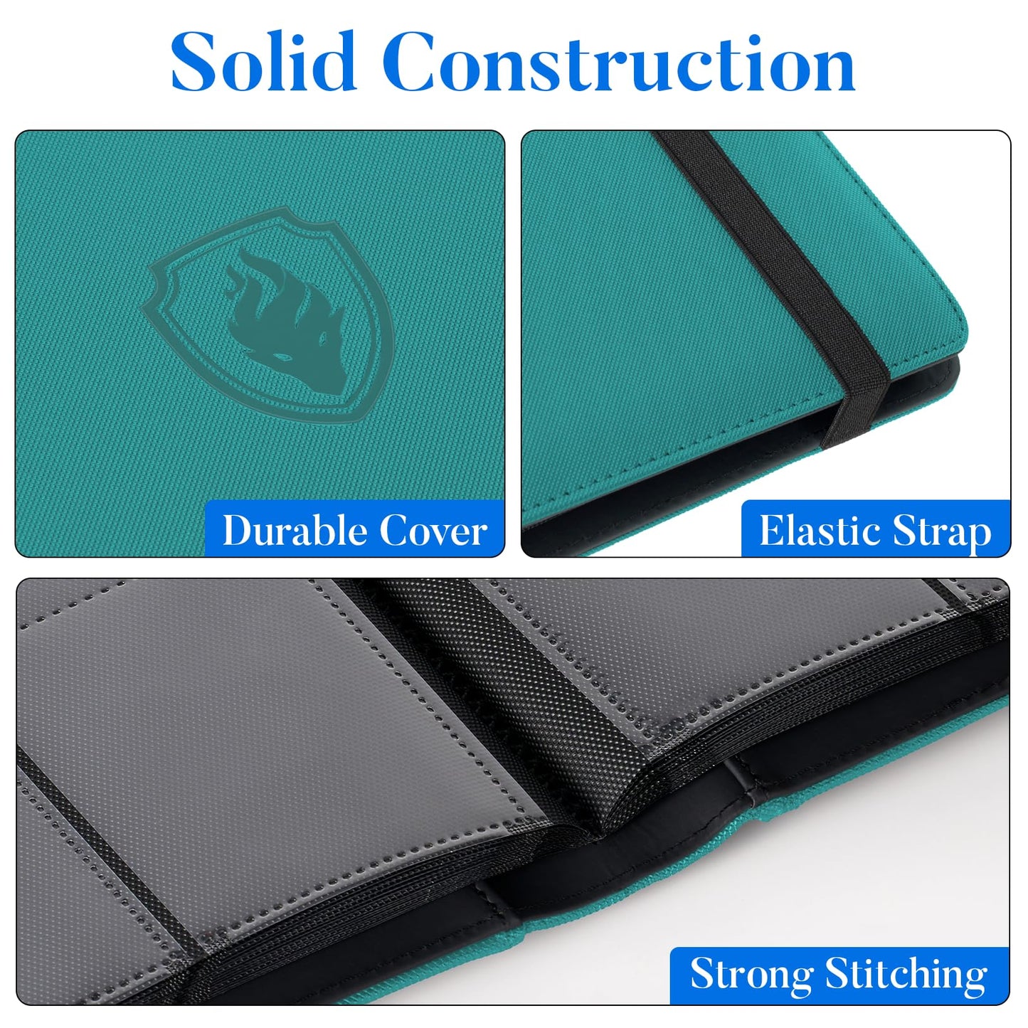 Fabmaker Premium 9-Pocket Card Binder for 540 Cards | Turquoise PU Cover