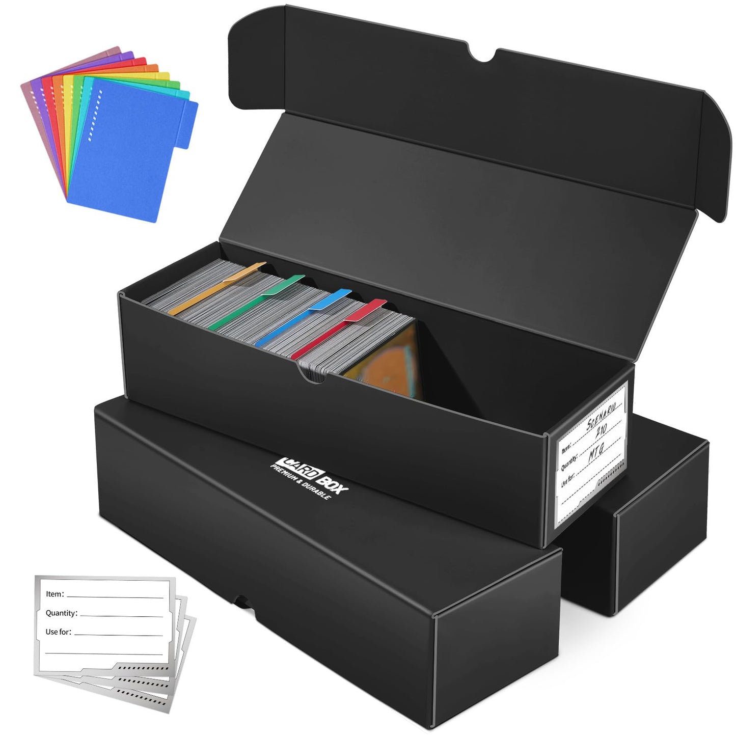 Fabmaker Trading Card Storage Box 3-Pack – 1000 Card Capacity with Dividers and Labels (12 Inch)