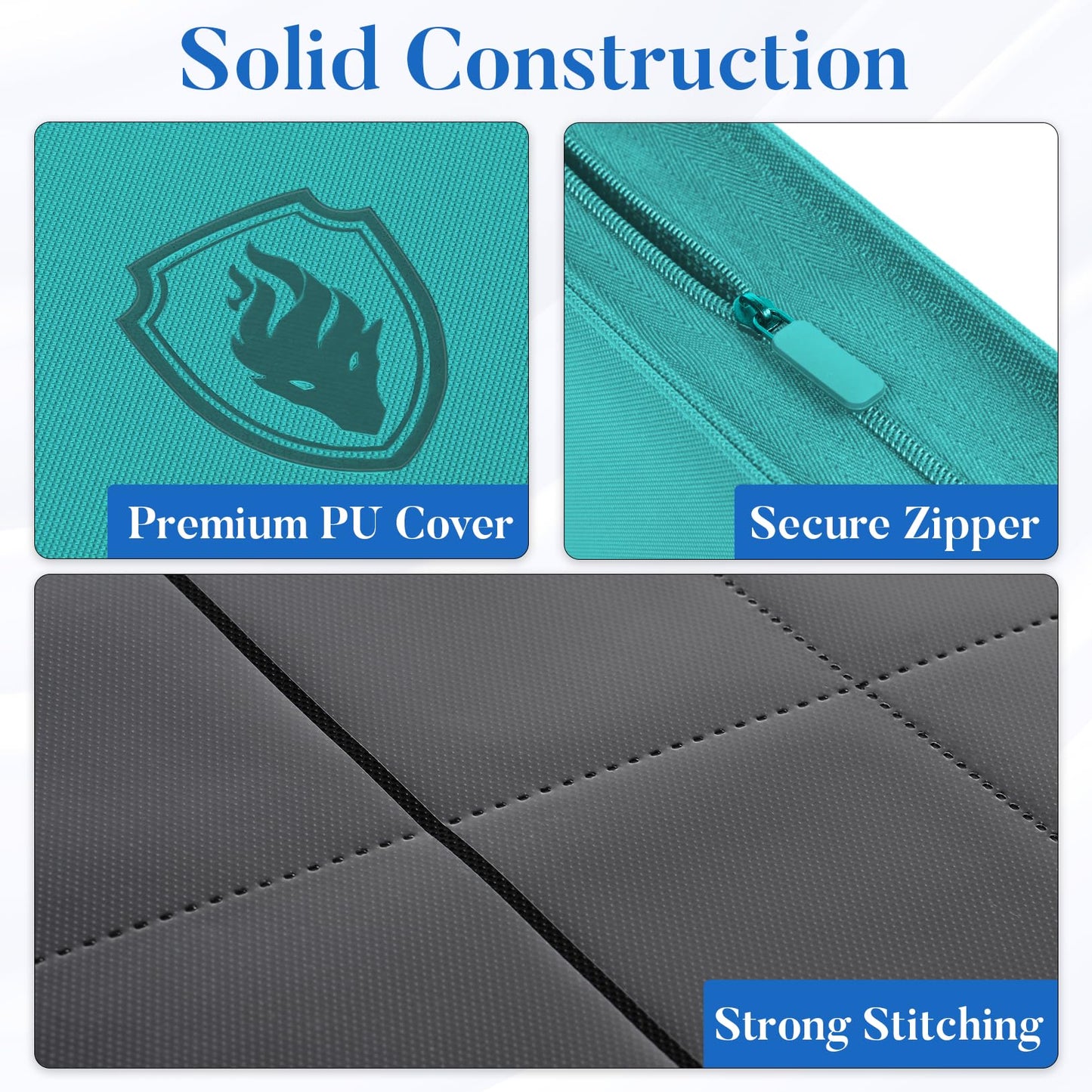 Fabmaker Premium Zip Card Binder 12 Pocket – 912 Card Capacity, Teal