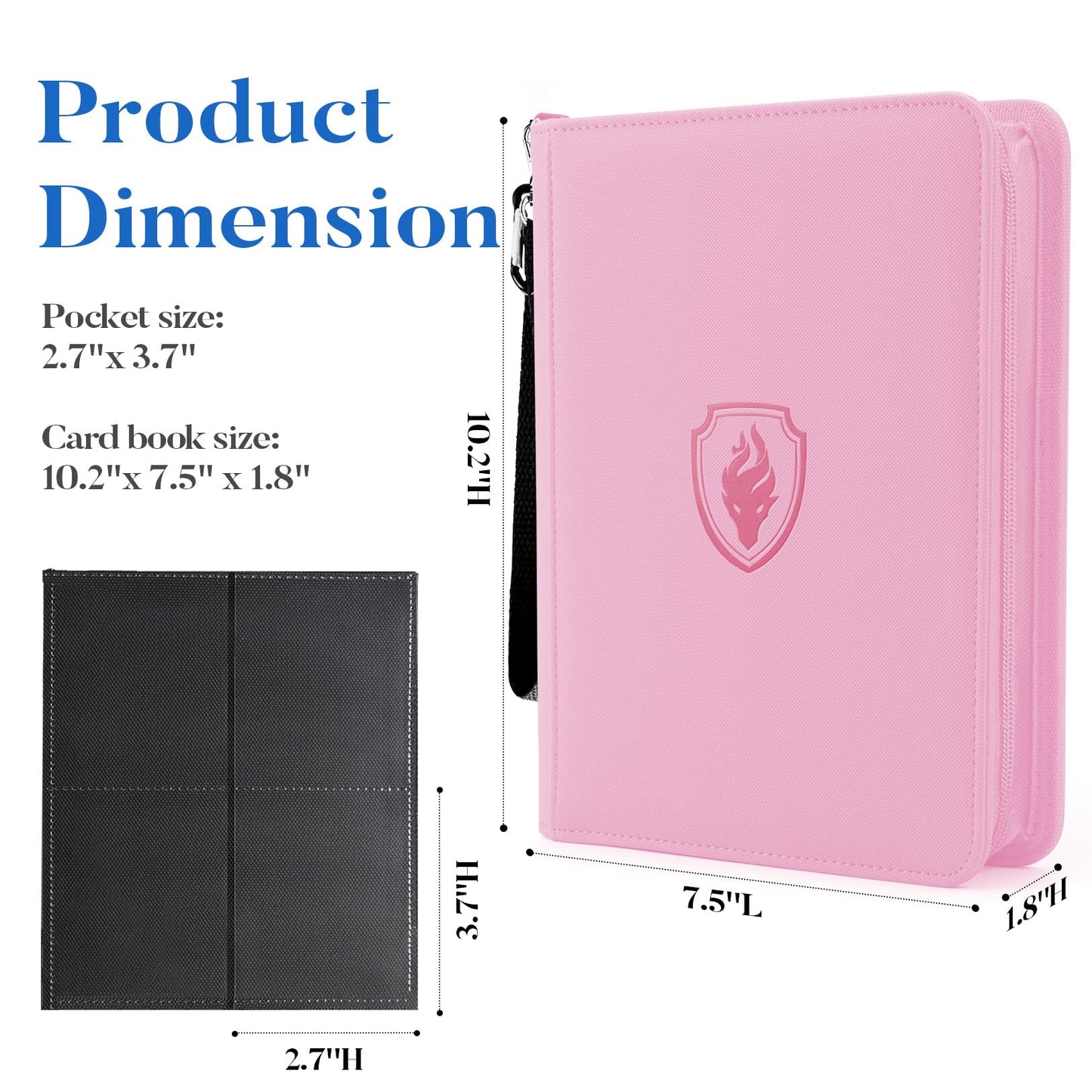 Fabmaker Premium 4-Pocket Zip Card Binder – 320-Card Capacity (Pink)