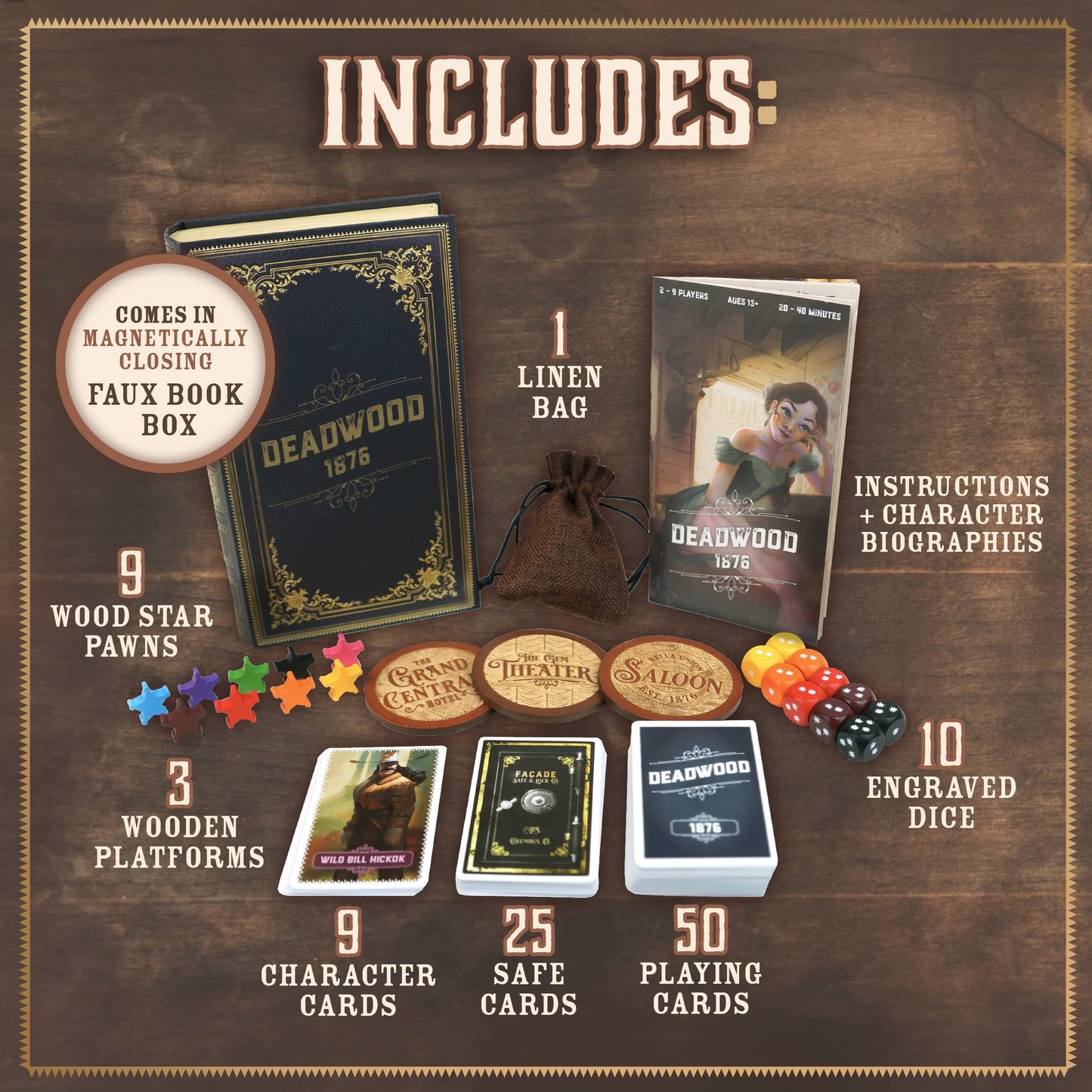 Facade Games Deadwood 1876 Card Game – Strategy, Deceit & Luck for 2-9 Players