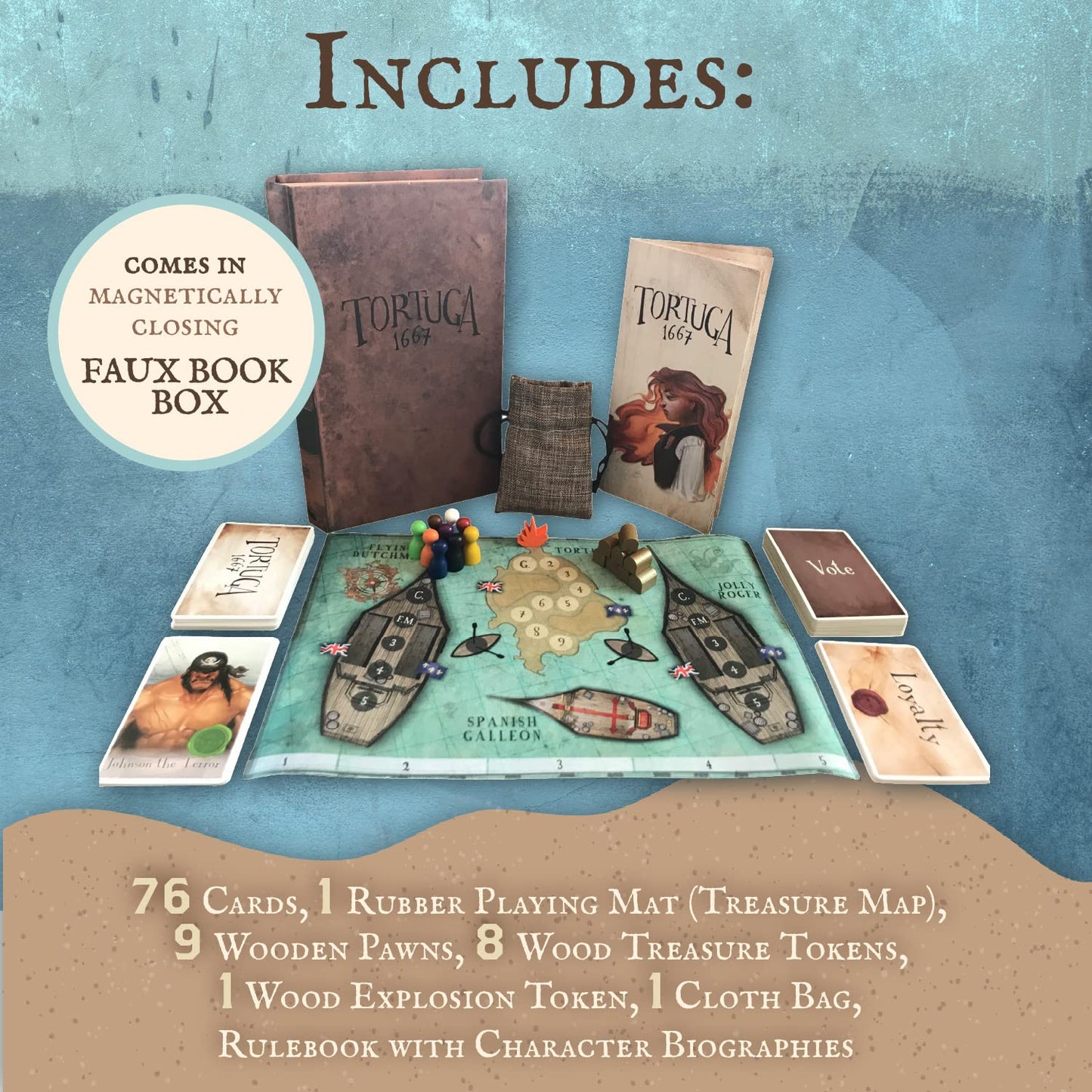 Facade Games Tortuga 1667 Board Game – Treasure Plunder, Strategy & Deceit (2-9 Players)