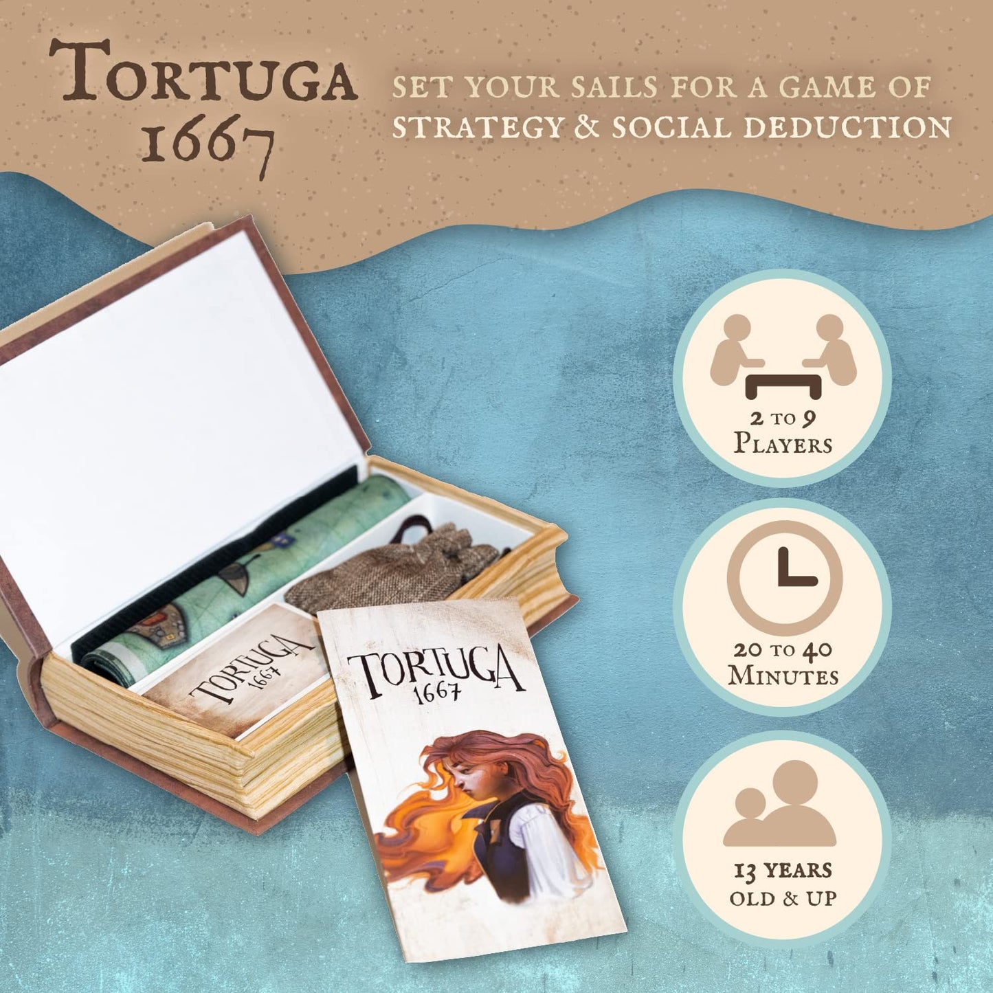 Facade Games Tortuga 1667 Board Game – Treasure Plunder, Strategy & Deceit (2-9 Players)
