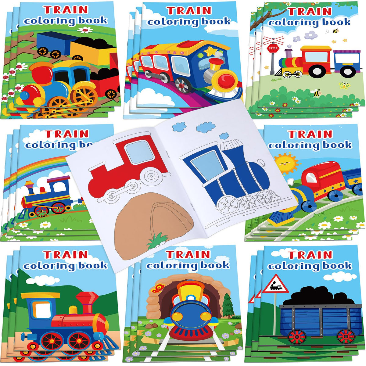 Faccito 24 Pcs Train Coloring Books – Bulk Party Favors & Mini DIY Art Books