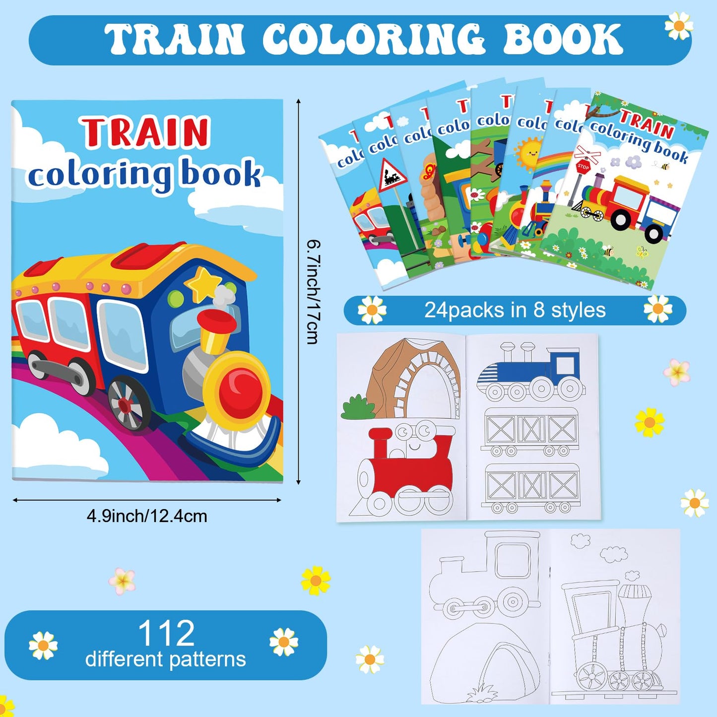 Faccito 24 Pcs Train Coloring Books – Bulk Party Favors & Mini DIY Art Books