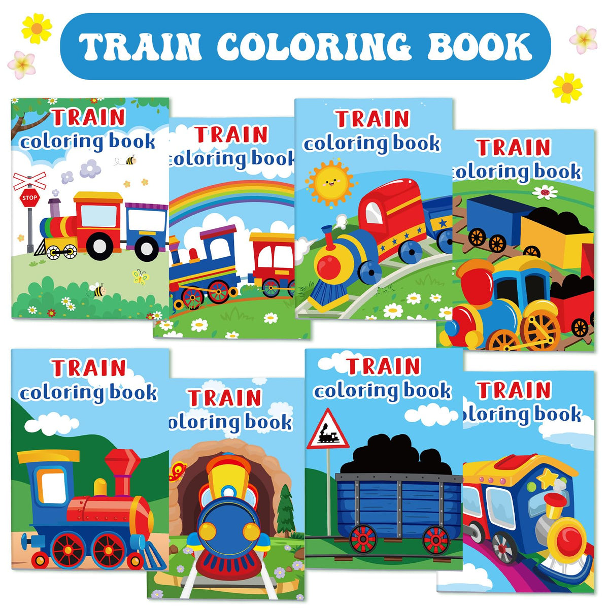Faccito 24 Pcs Train Coloring Books – Bulk Party Favors & Mini DIY Art Books