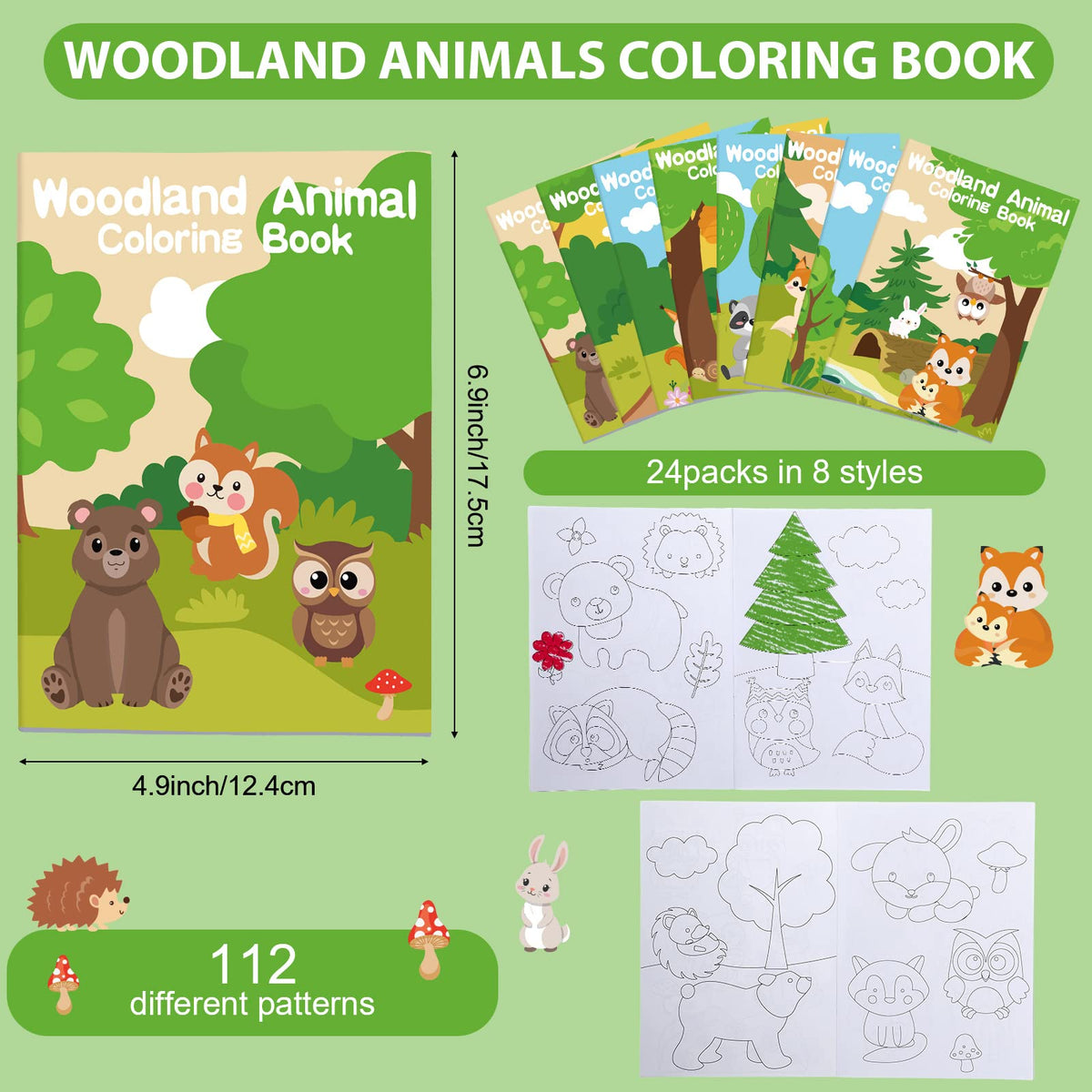 Faccito Woodland Animal Mini Coloring Books – 24 Pack for Toddlers (Ages 1–3)