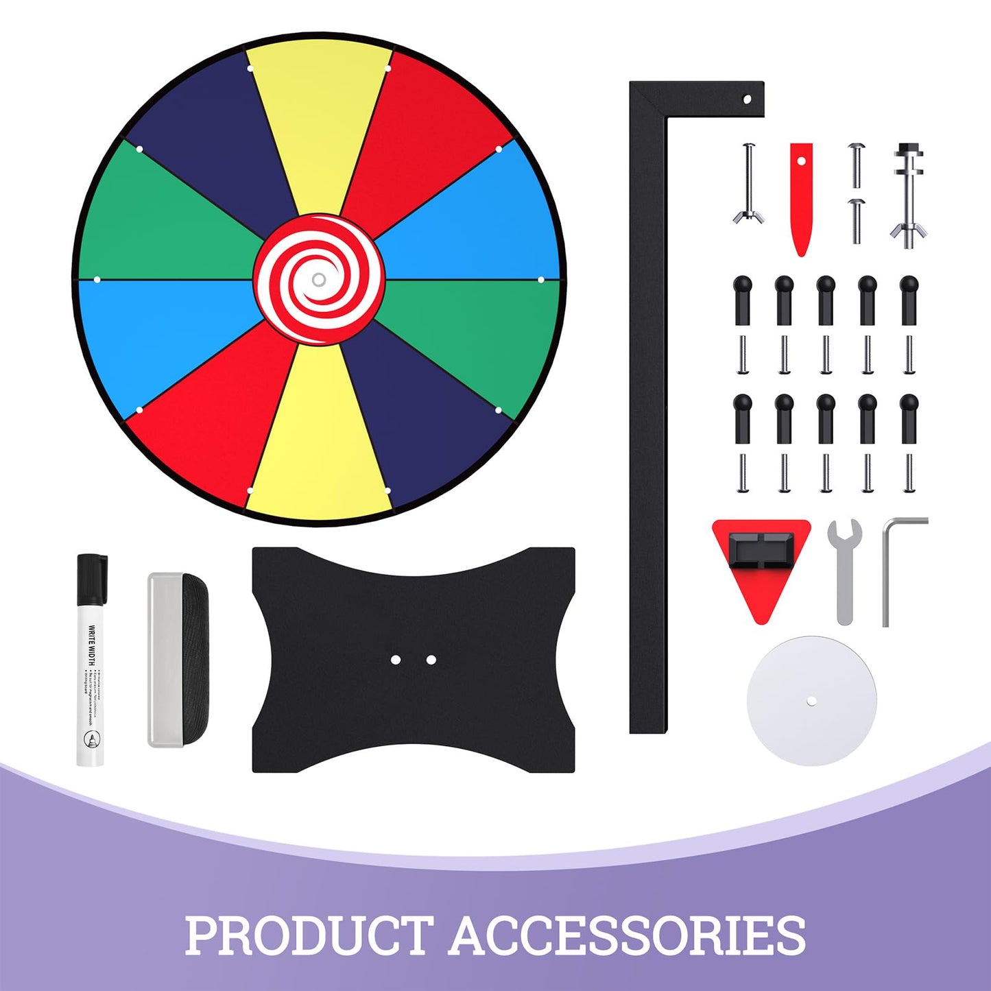 Facilife 12 Inch Prize Wheel – 10-Slot Color Spinner with Stand for Trade Shows & Events