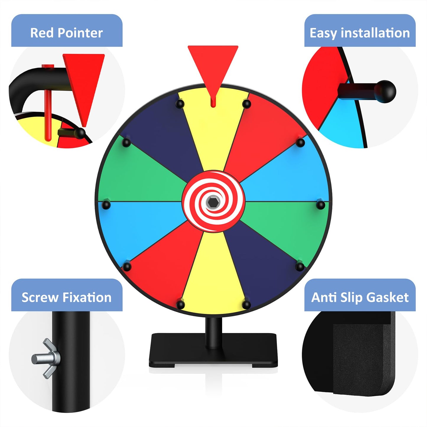 Facilife Spinning Wheel 12-Inch Prize Wheel with Stand – Trade Shows, Carnivals & Home Games