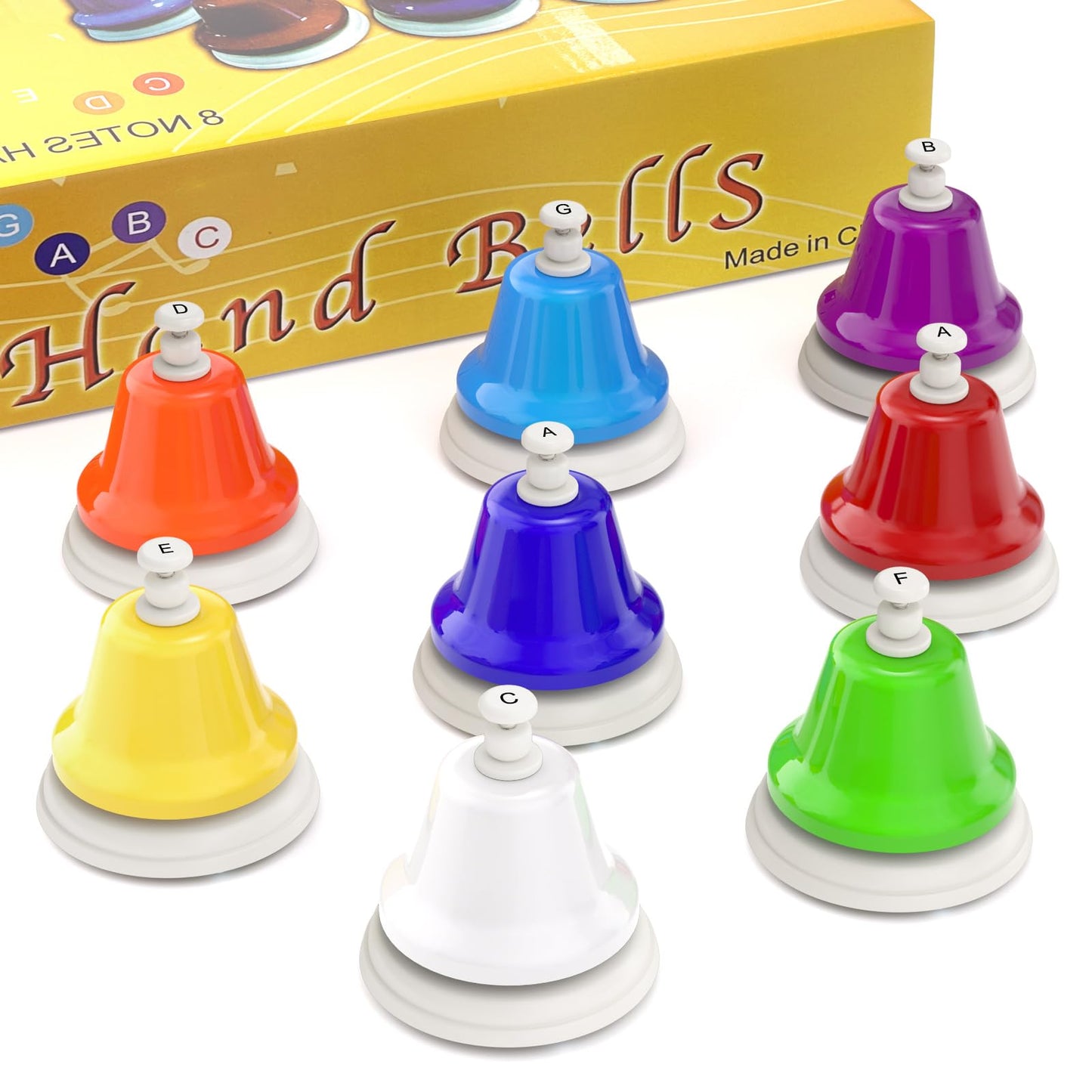 Facmogu Desk Bells — 8-Note Rainbow Diatonic Hand Bells for Learning, Creativity & Fun