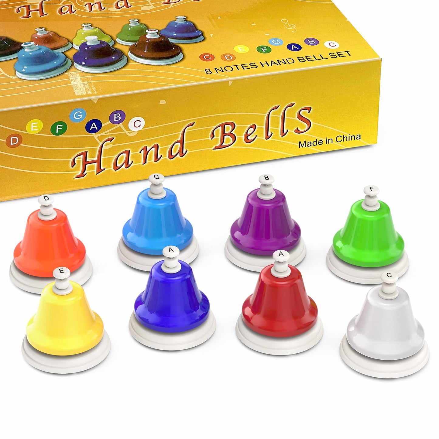 Facmogu Desk Bells — 8-Note Rainbow Diatonic Hand Bells for Learning, Creativity & Fun