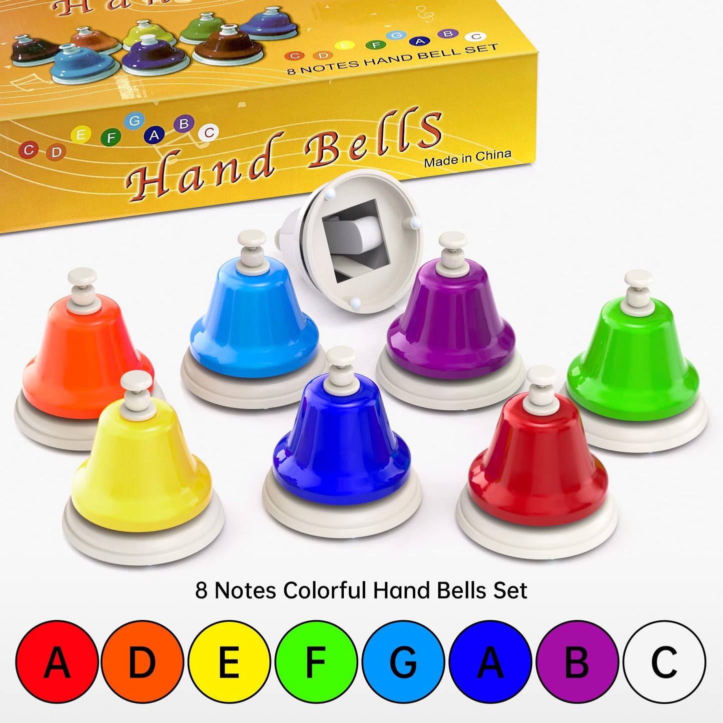 Facmogu Desk Bells — 8-Note Rainbow Diatonic Hand Bells for Learning, Creativity & Fun
