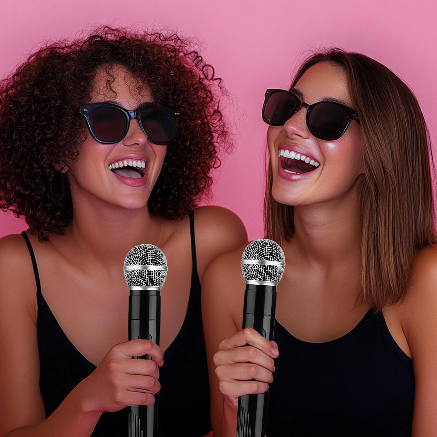 Facmogu 2PCS Fake Microphone Props – Realistic Plastic Mics for Costume Play, Karaoke & Parties
