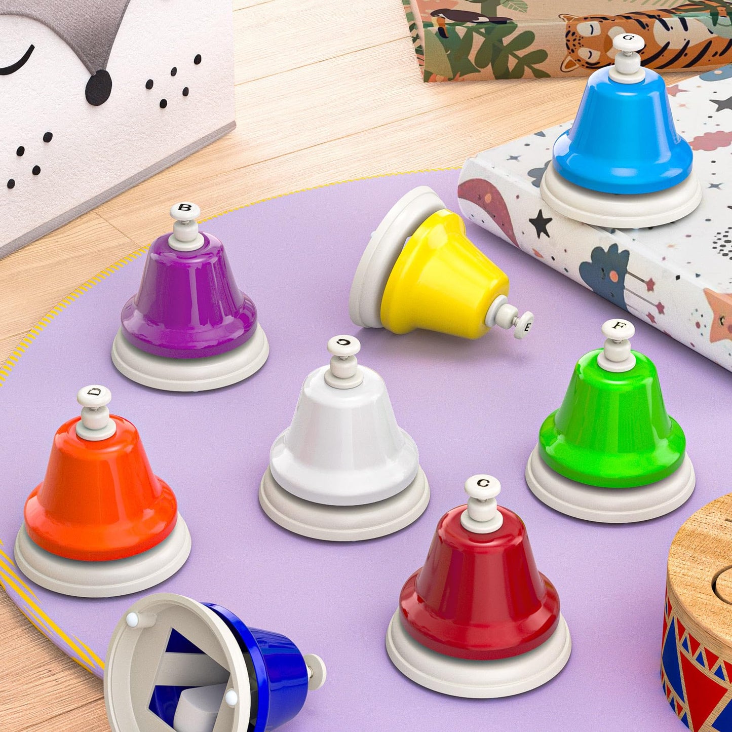 Facmogu Desk Bells — 8-Note Rainbow Diatonic Hand Bells for Learning, Creativity & Fun